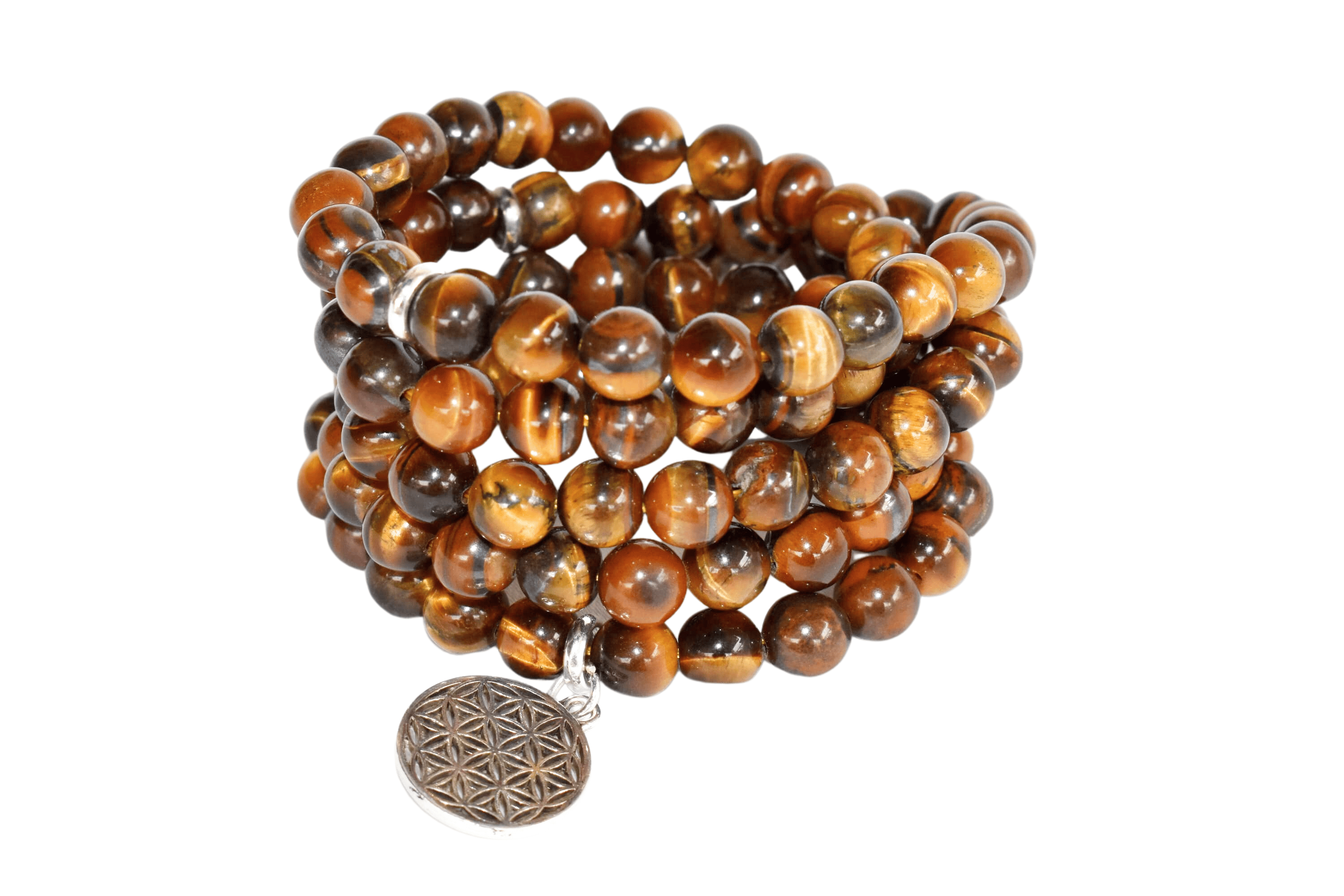Tiger Eye Beads Mala Bracelet, 108 Prayer Beads Necklace (Protection and Inner Strength) DestGlow
