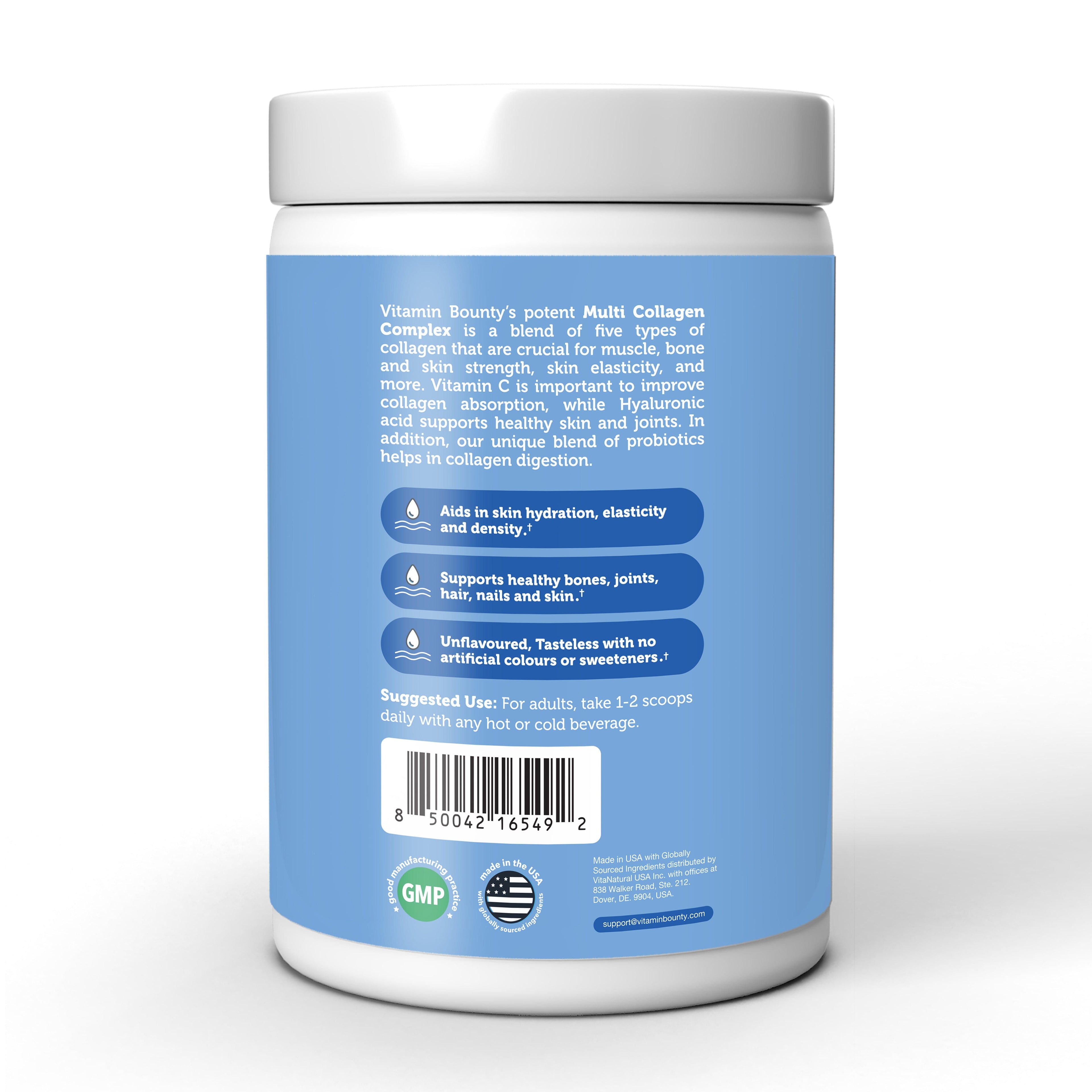 Multi Collagen Complex + - 5 Types of Collagen with Vitamin C & Hyaluronic Acid for Skin, Hair, Nails & Joints - DestGlow