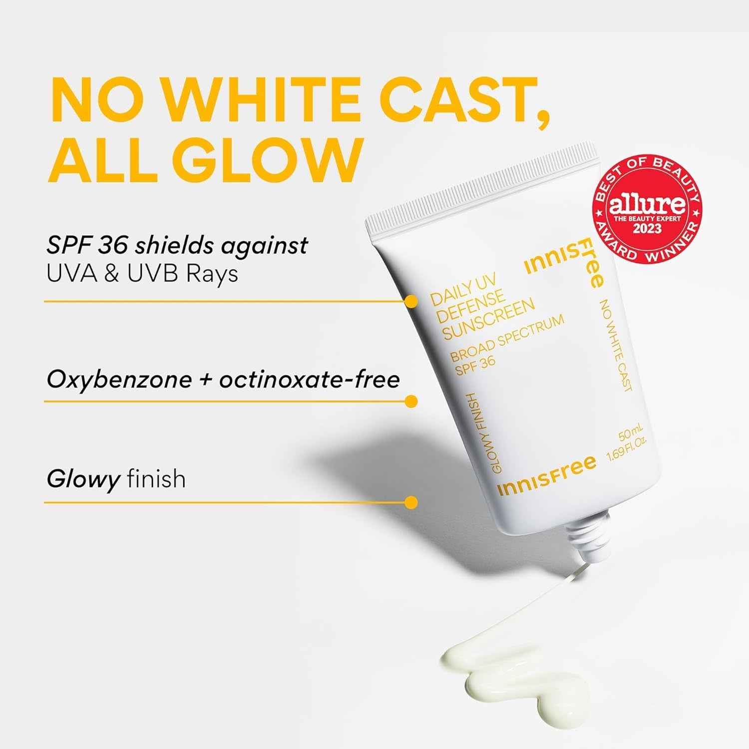 Daily UV Defense Sunscreen Broad Spectrum SPF 36, Invisible Korean Sunscreen for Face with No White Cast