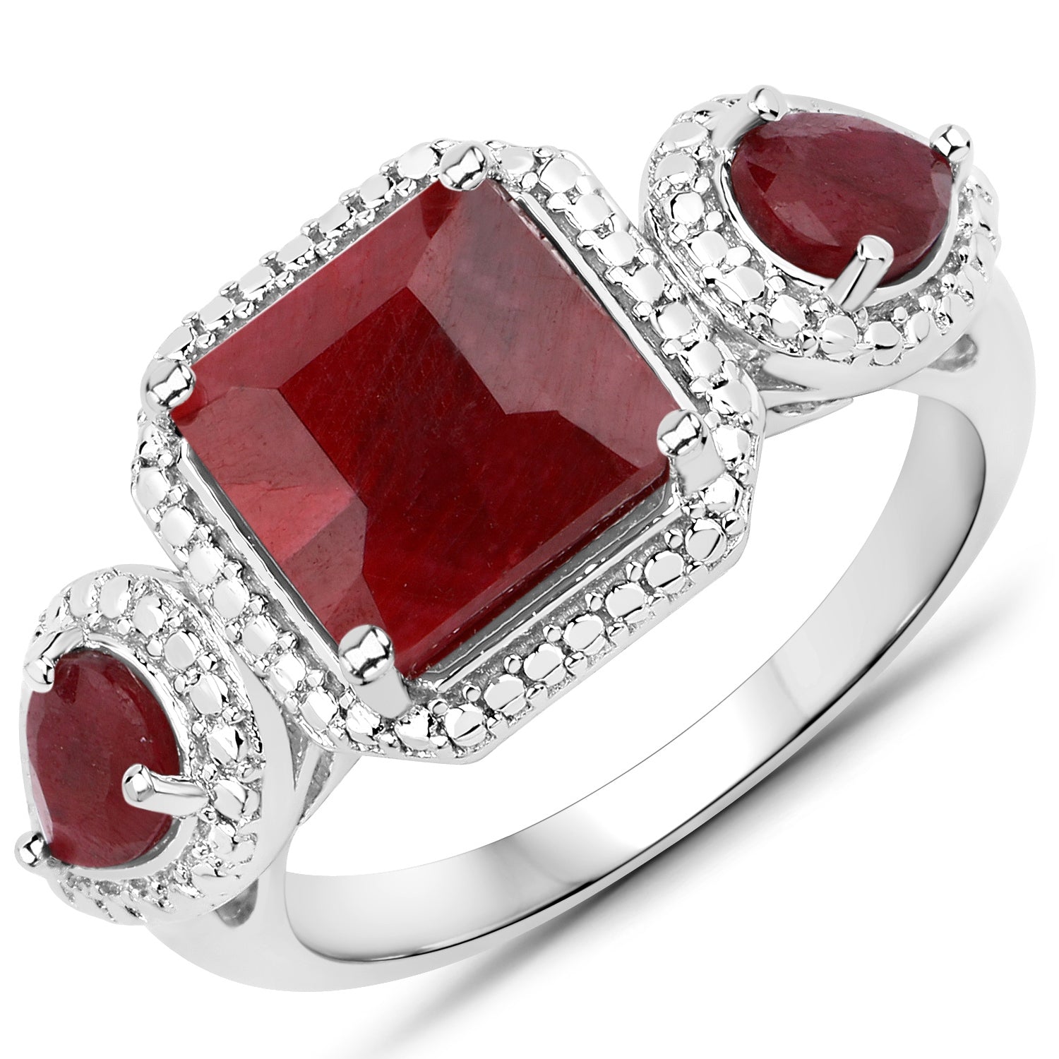3.65 Carat Dyed Ruby .925 Sterling Silver Ring DestGlow