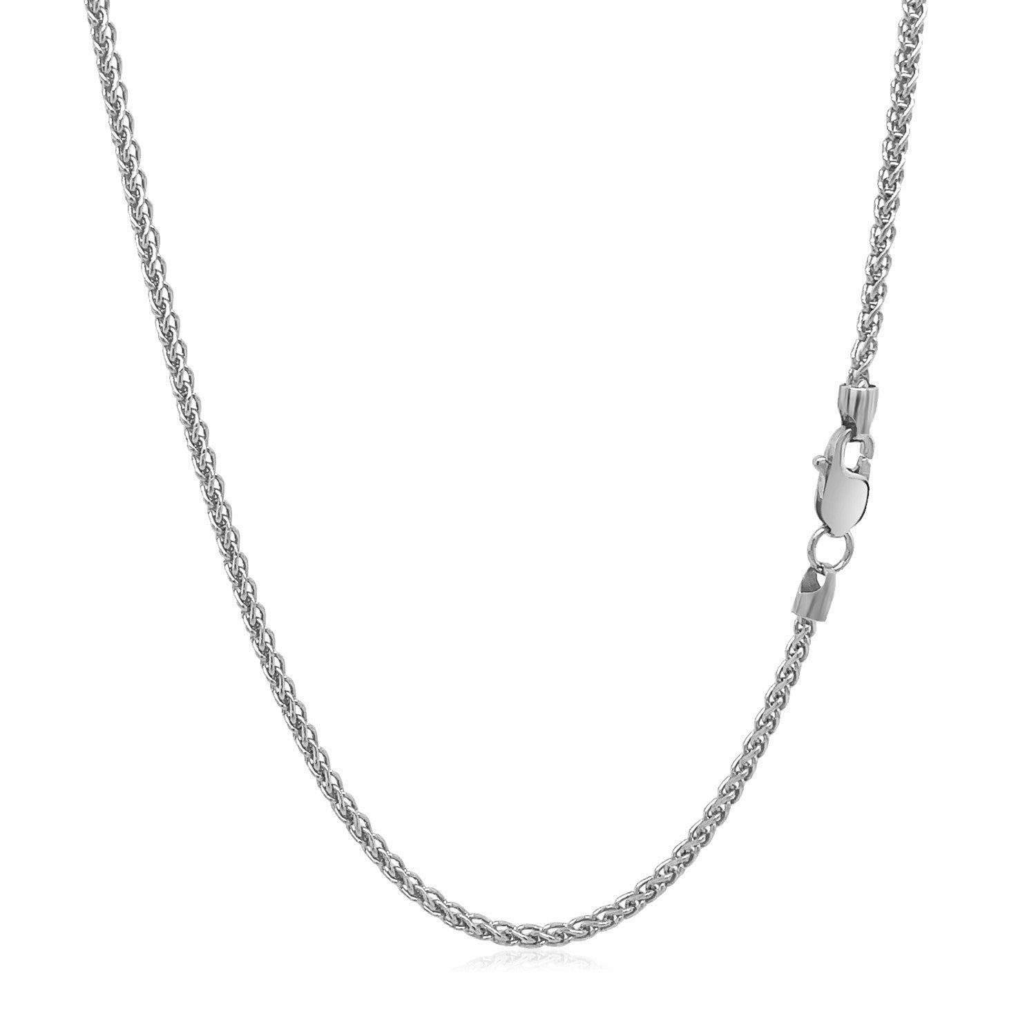 14k White Gold Round Wheat Chain 1.5mm by Bids.com