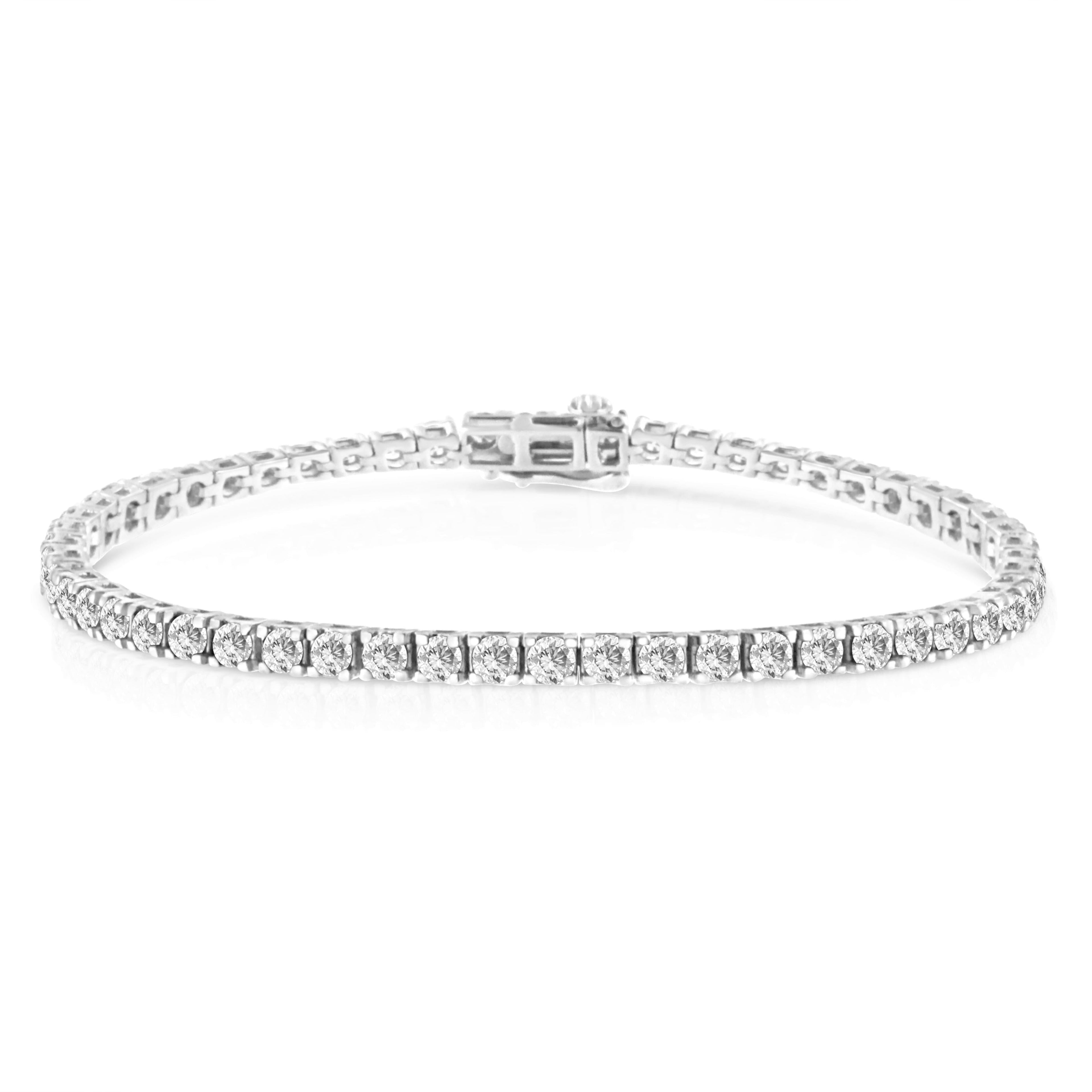 14K White Gold 5.00 Cttw Prong Set Lab Grown Round Diamond Classic Tennis Bracelet (F-G Color, VS2-SI1 Clarity) - 7.25" DestGlow