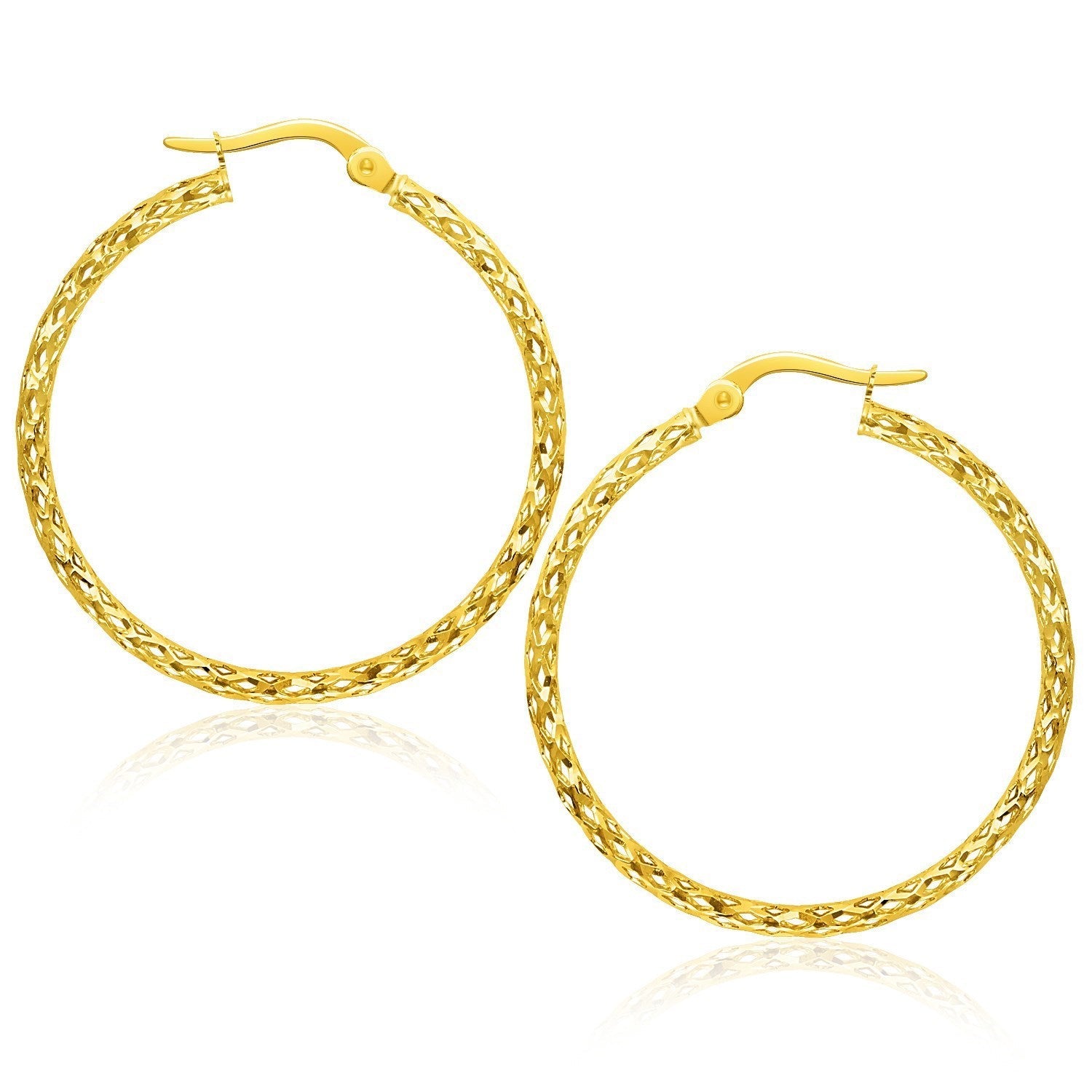 Large Textured Hoop Earrings in 10k Yellow Gold by Bids.com