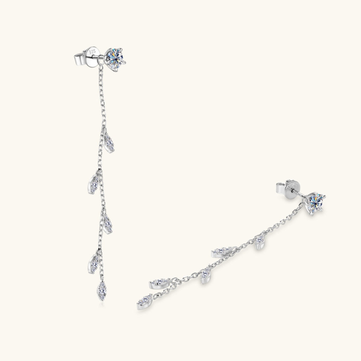 1.38 Carat Sparkala™ Pure Sterling Silver Leaf Earrings - DestGlow