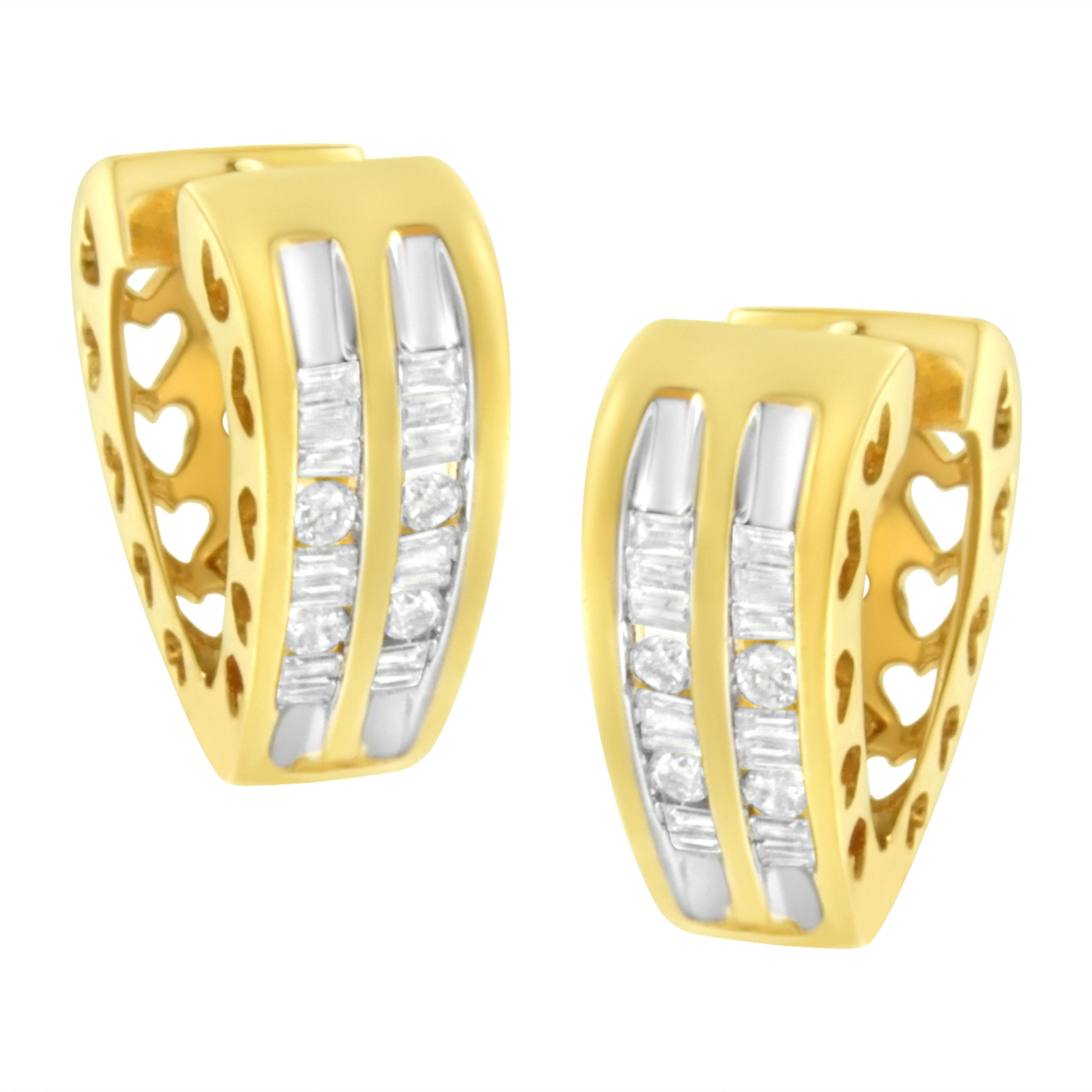 10K Yellow Gold 1/2 cttw Diamond Huggy Heart Hoop Earrings (I-J Clarity, I2-I3 Color) by Bids.com