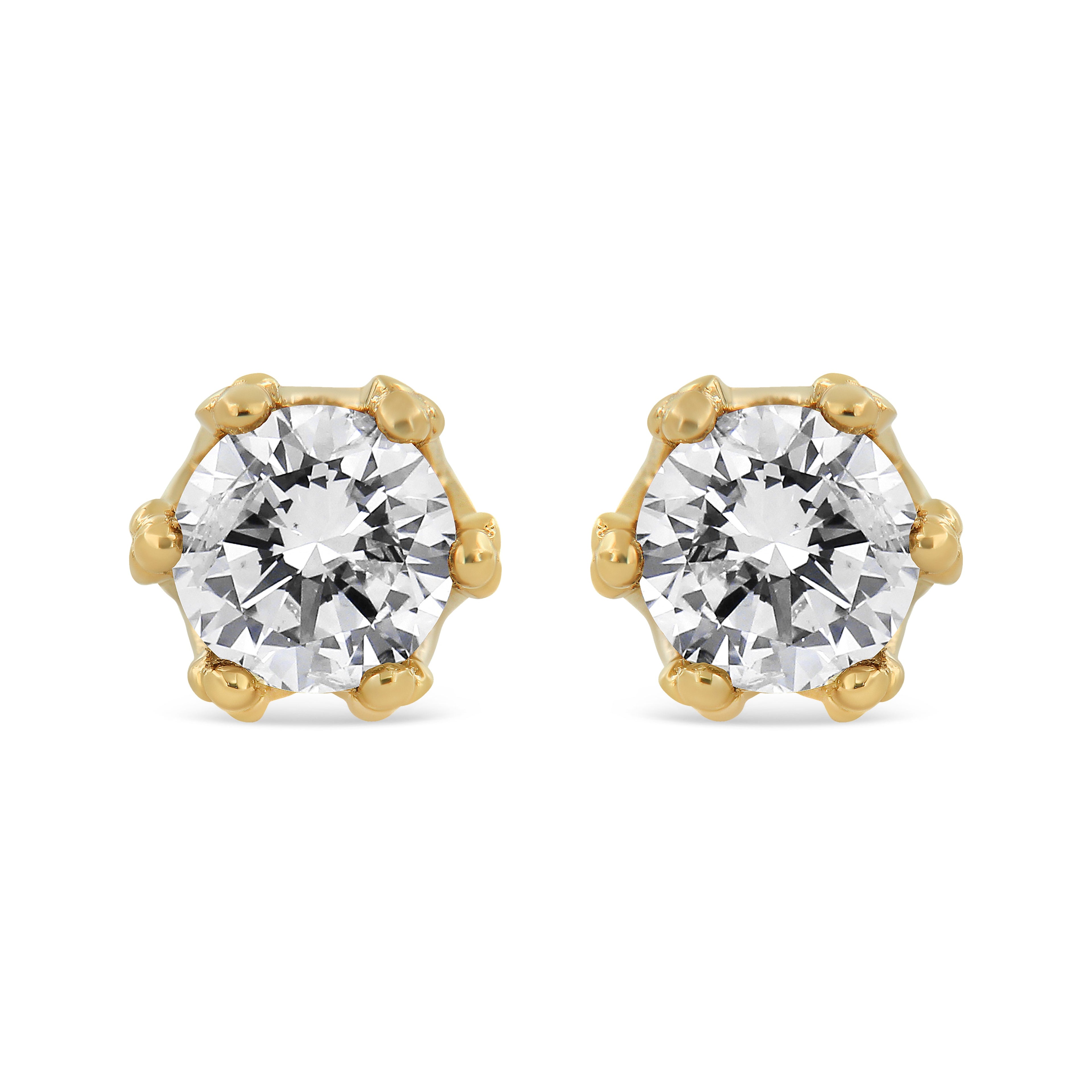 14K White Gold 1/2 Cttw Round Diamond Crown Stud Earring (I-J Color, I1-I2 Clarity) by Bids.com