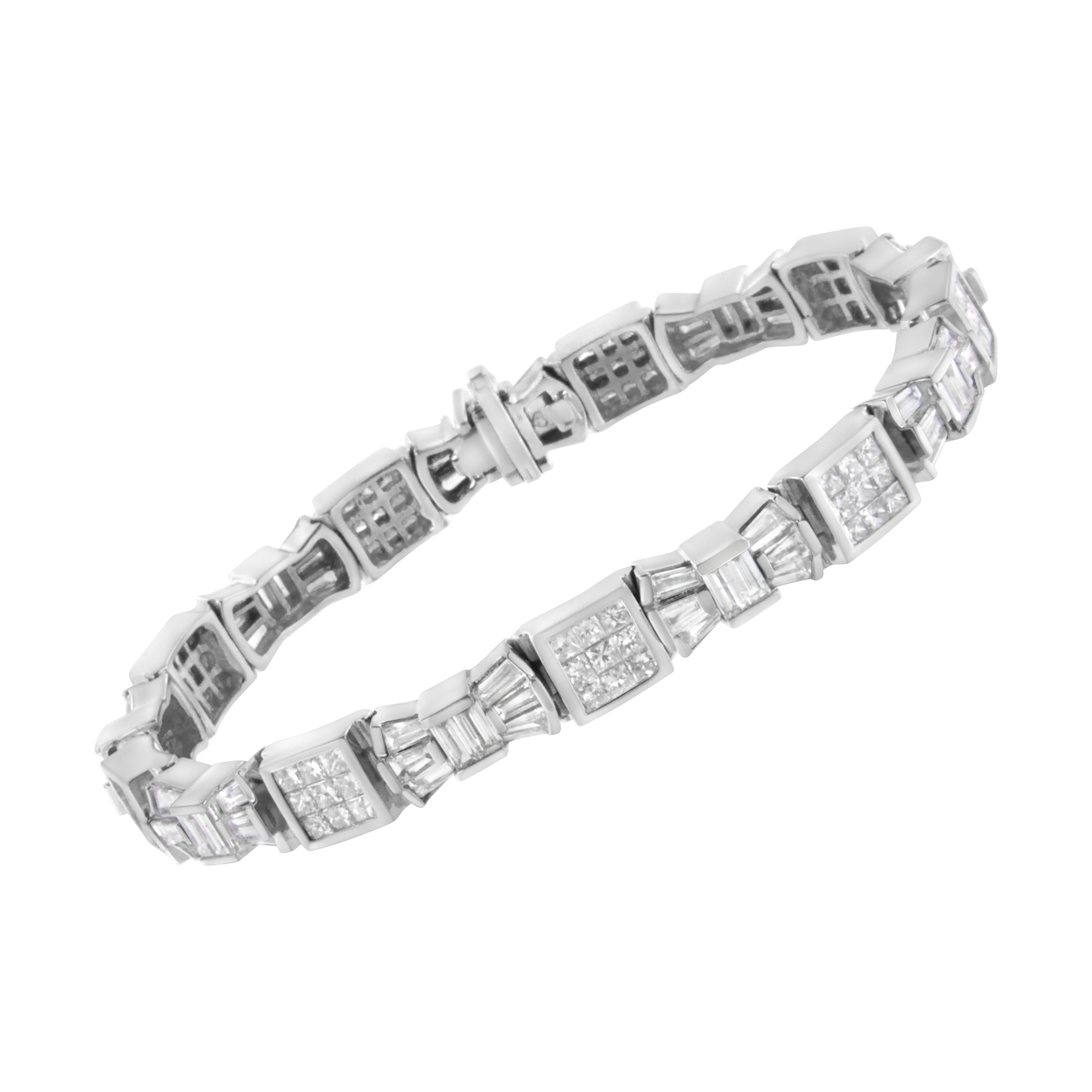 14K Yellow Gold 9.0 Cttw Diamond Alternating Bow and Box Link Bracelet (G-H Color, VS1-VS2 Clarity)- 7" DestGlow