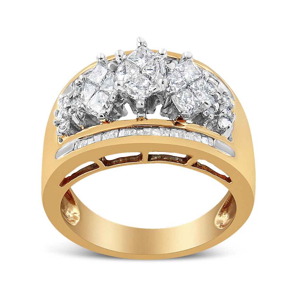 10K Yellow and White Gold 1 1/2 Cttw Pear Shaped 3 Stone Style Diamond Ring Band (H-I Color, SI1-SI2 Clarity) - Ring Size 7 by Bids.com
