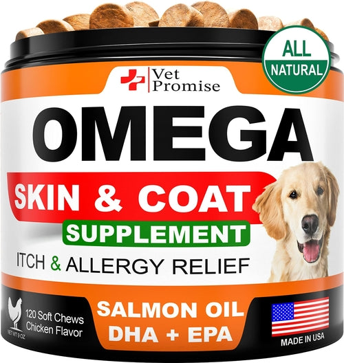 Omega 3 Fish Oil for Dogs - Skin & Coat Supplement for Itch Relief & Healthy Coat