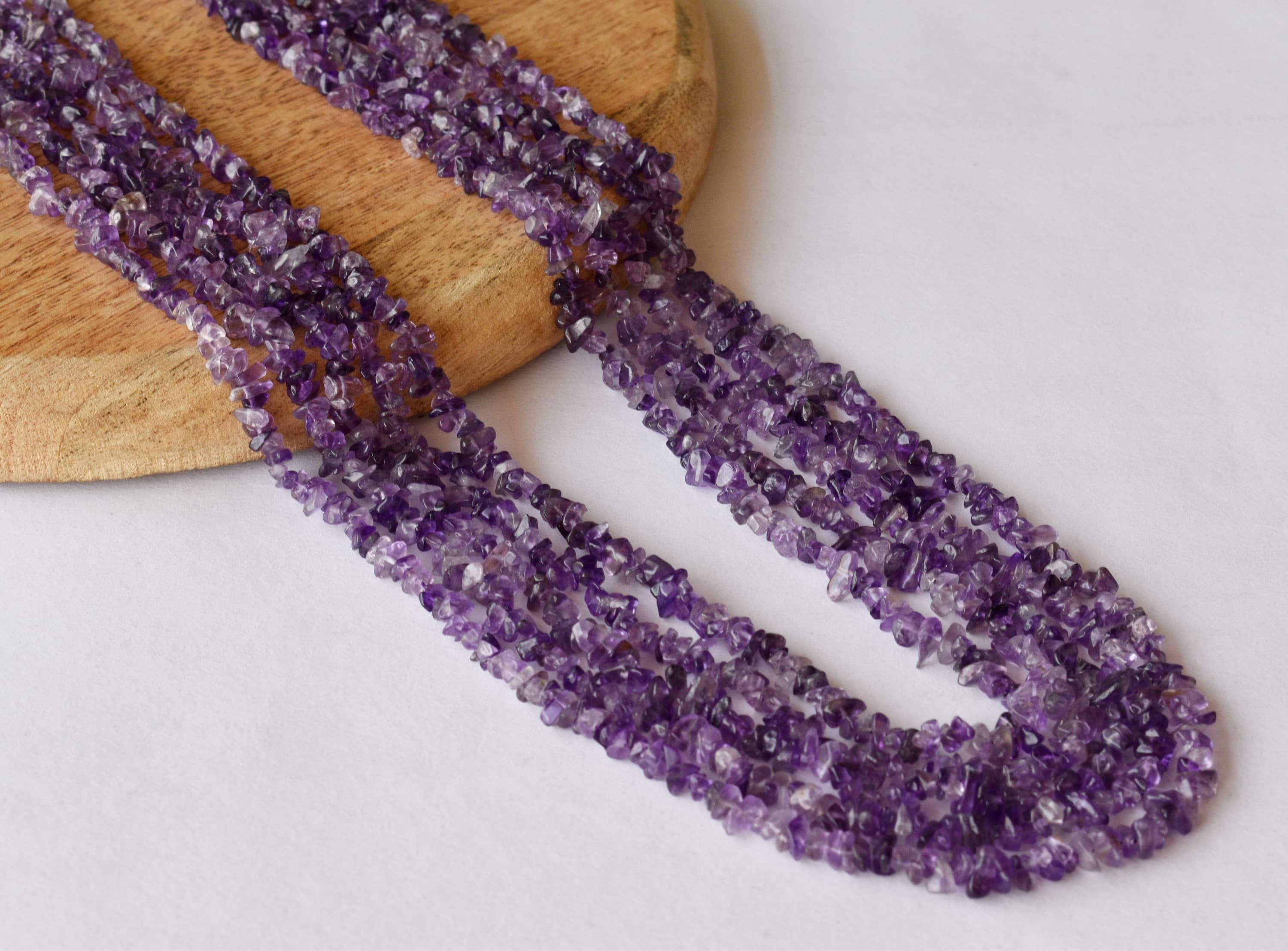 Uncut Raw Amethyst Crystal Chip Beads for Necklace (Insight and Inspiration) DestGlow