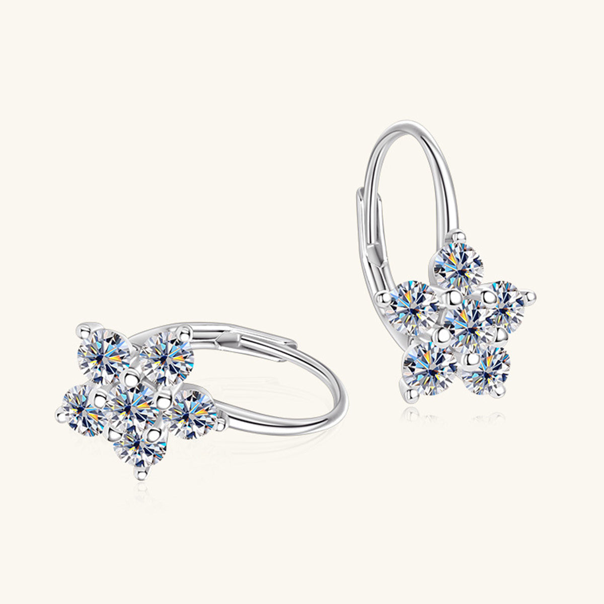 1.2 Carat Pure Sterling Silver Sparkala™ Flower Huggie Earrings by Sparkala