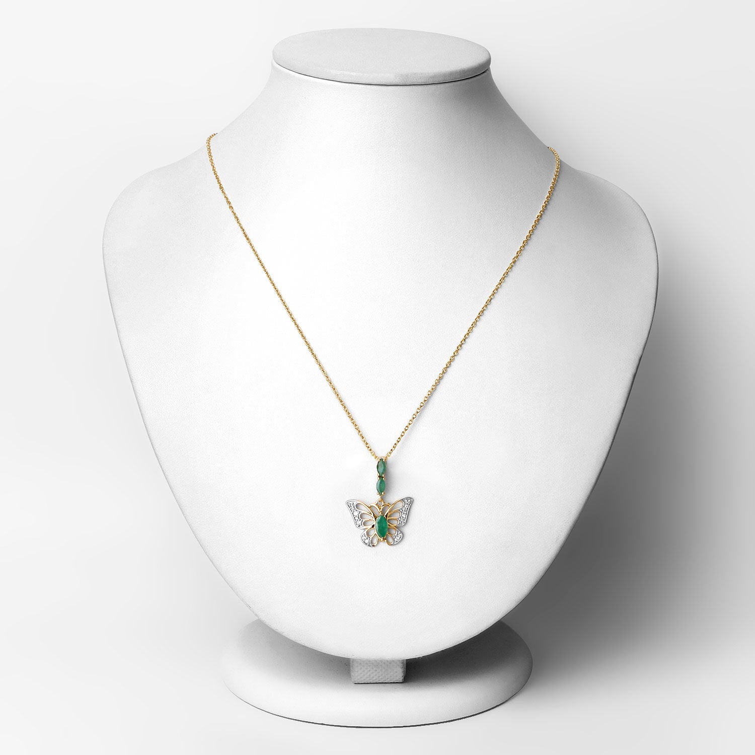 0.72 Carat Genuine Emerald and White Zircon .925 Sterling Silver Pendant by Bids.com