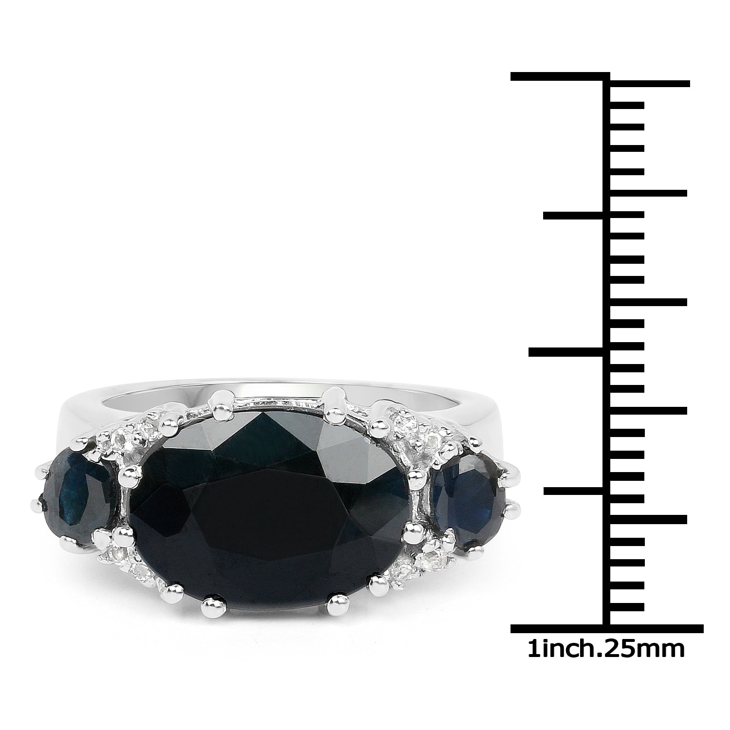 8.62 Carat Genuine Black Sapphire & White Topaz .925 Sterling Silver Ring by Bids.com