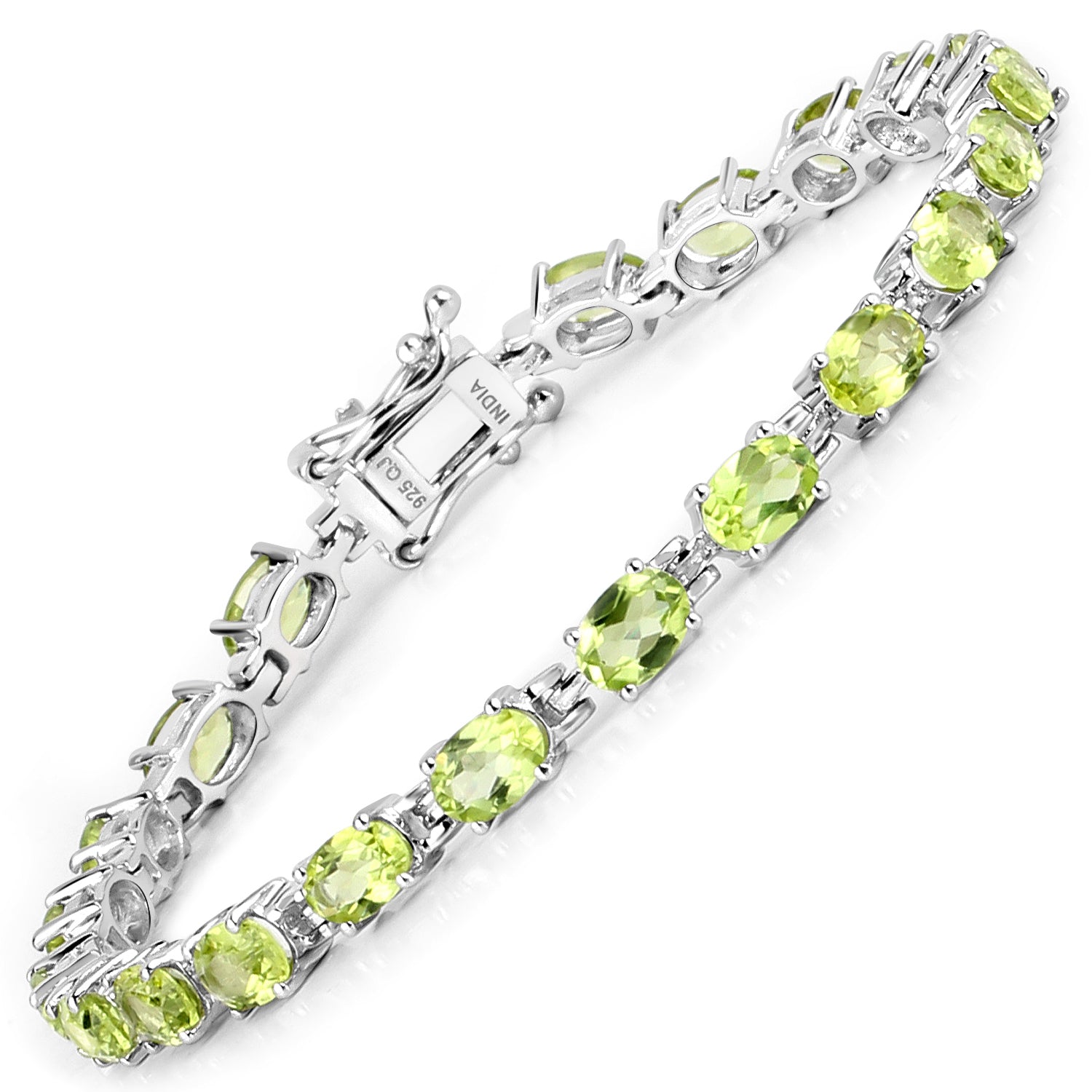8.61 Carat Genuine Peridot .925 Sterling Silver Bracelet by Bids.com