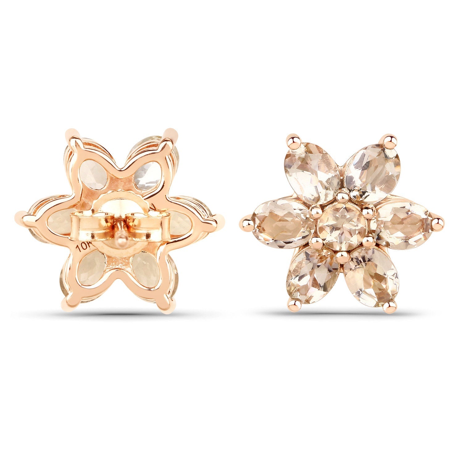 1.98 Carat Genuine Morganite 10K Rose Gold Earrings DestGlow