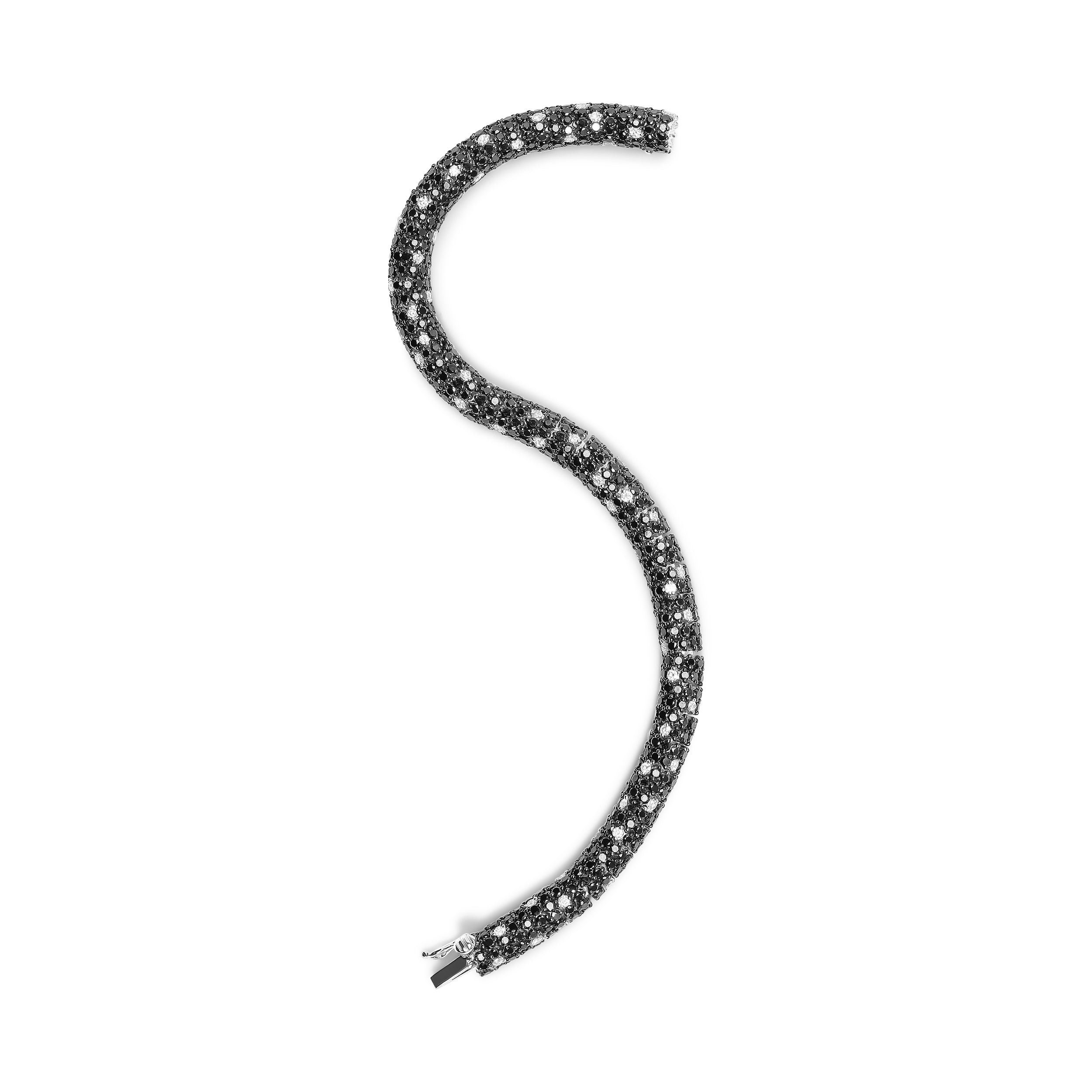 18K White Gold 20.0 Cttw Black and White Pave Set Diamond Eternity Snake Skin Style Tennis Bracelet (Black and G-H Color, SI1-SI2 Clarity) - Size 7" by Bids.com