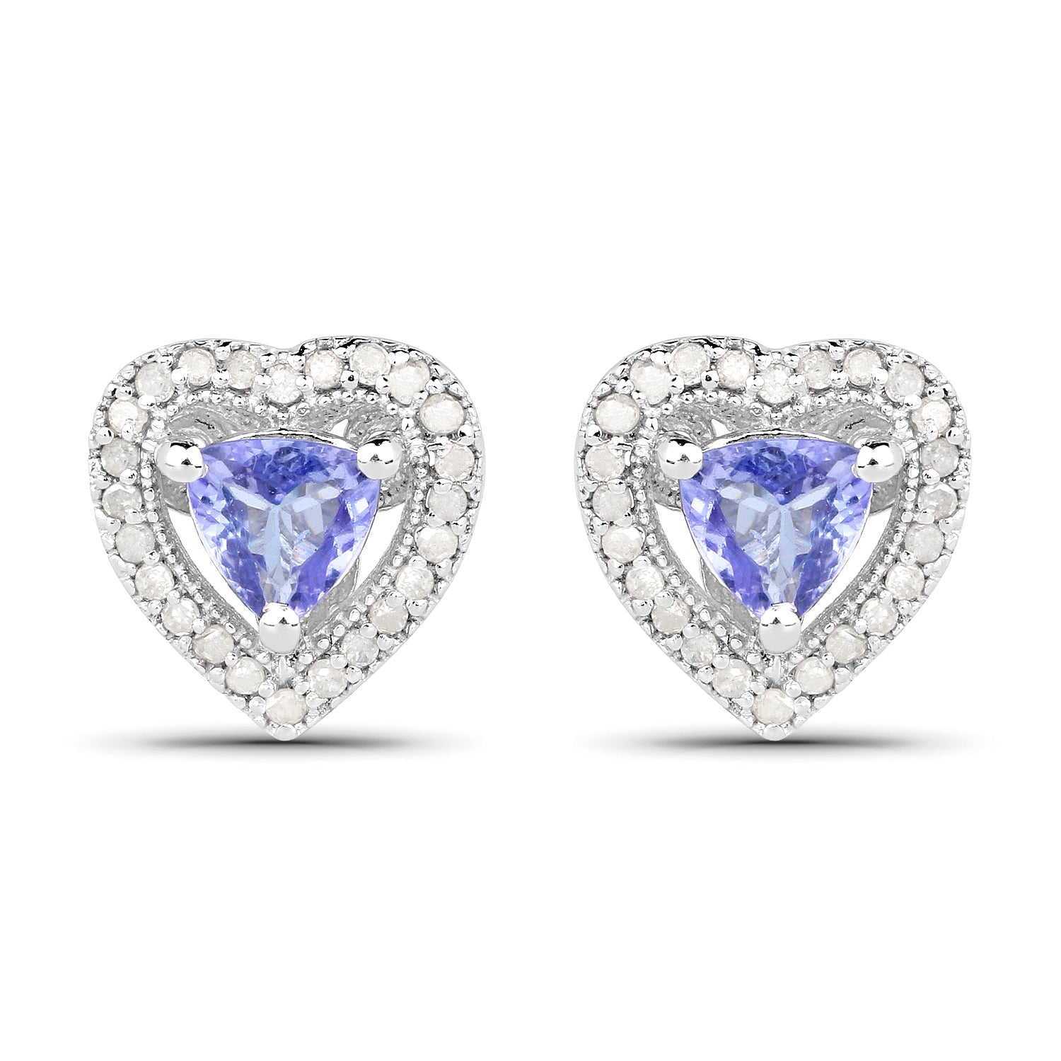 1.20 Carat Genuine Tanzanite & White Diamond .925 Sterling Silver Earrings DestGlow