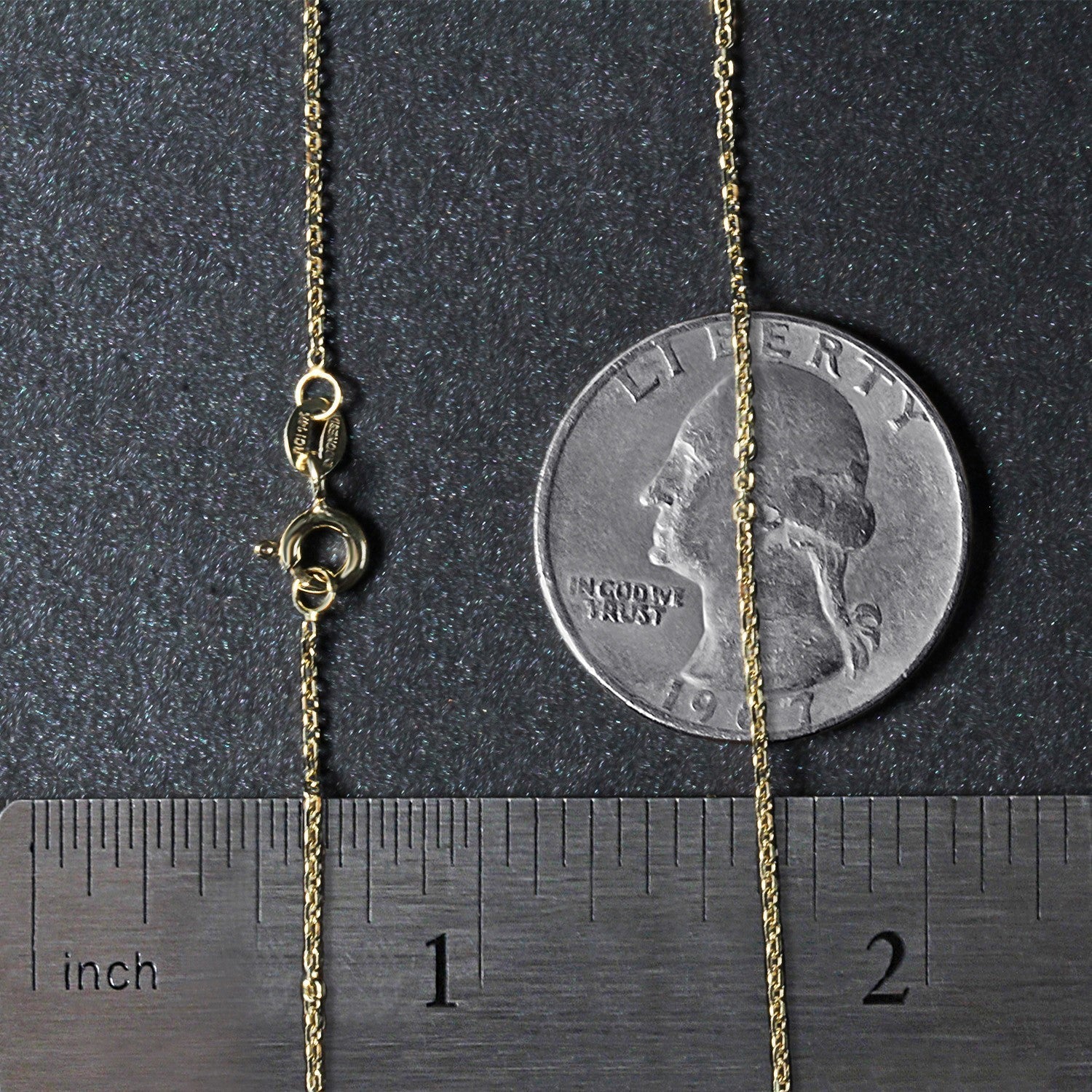 14k Yellow Gold Diamond Cut Cable Link Chain 1.1mm by Bids.com