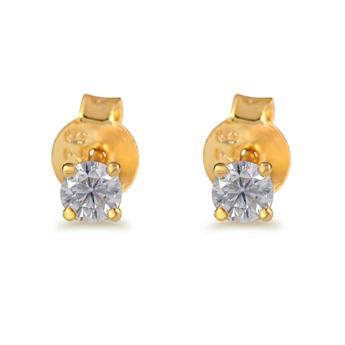 White Moissanite Stud Earrings - 4mm Round Lab Grown Sterling Silver