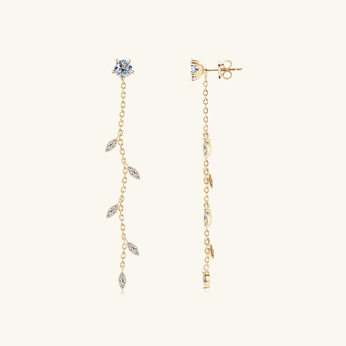 1.38 Carat Sparkala™ Pure Sterling Silver Leaf Earrings - DestGlow