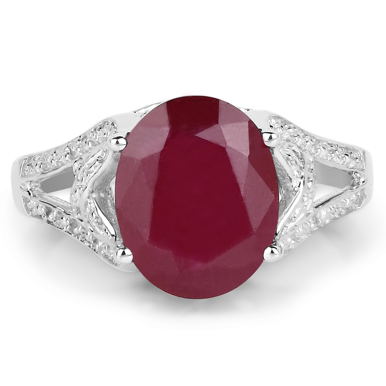 4.00 Carat Genuine Glass Filled Ruby .925 Sterling Silver Ring DestGlow