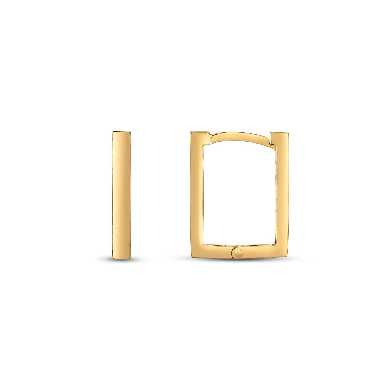 14k Yellow Gold Rectangle Huggie Hoops DestGlow