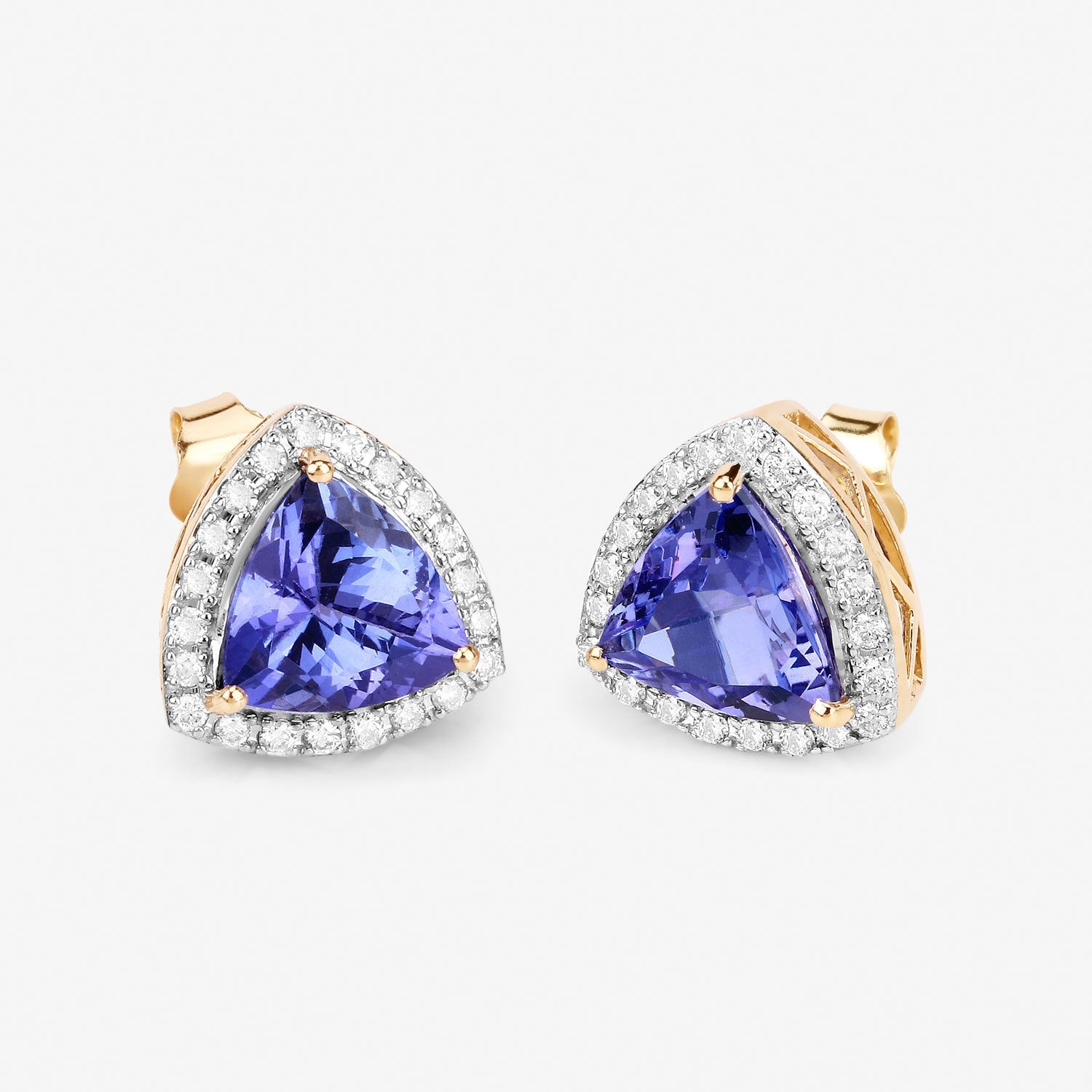 3.82 Carat Genuine Tanzanite and White Diamond 14K Yellow Gold Earrings by Bids.com