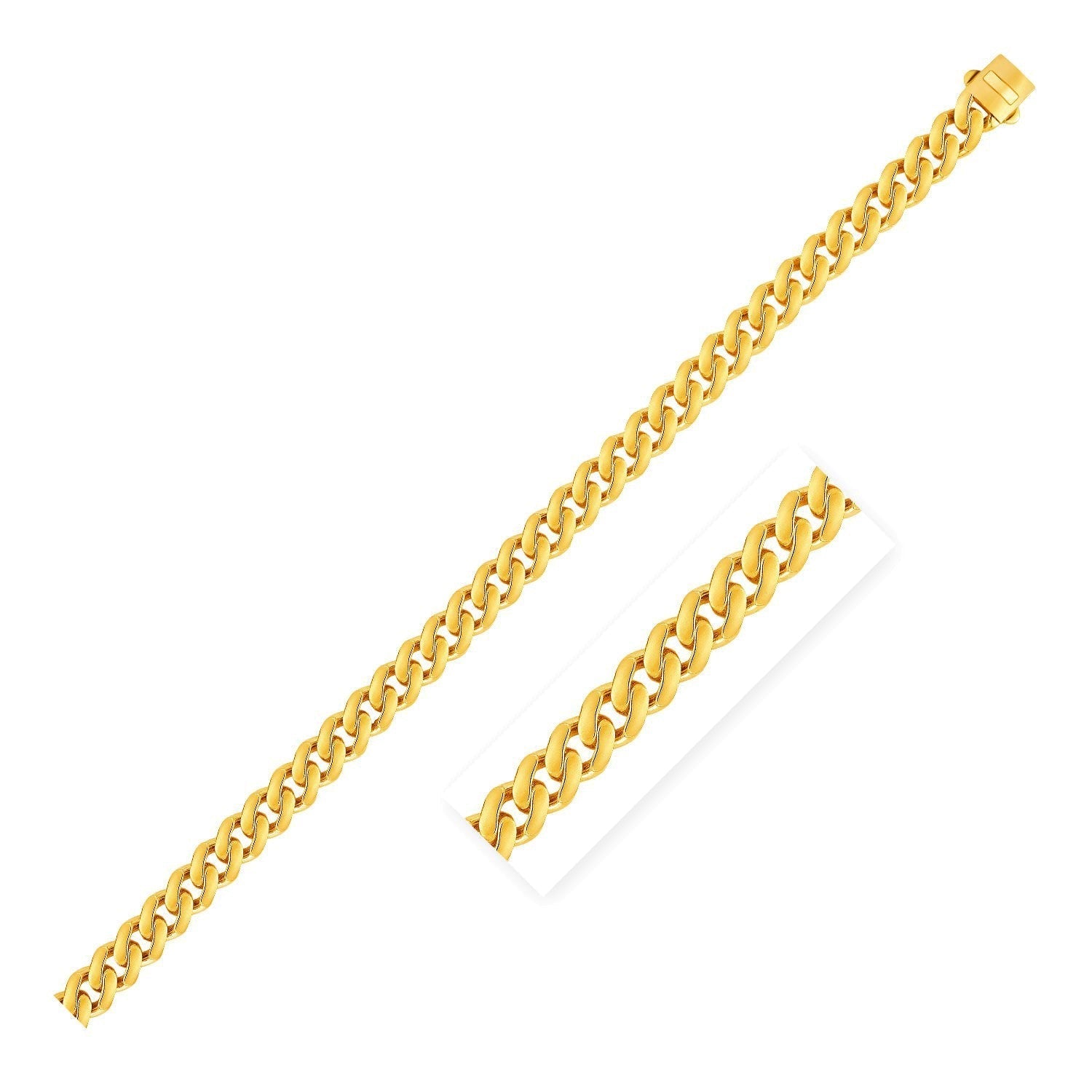 14k Yellow Gold Polished Miami Cuban Chain Necklace DestGlow