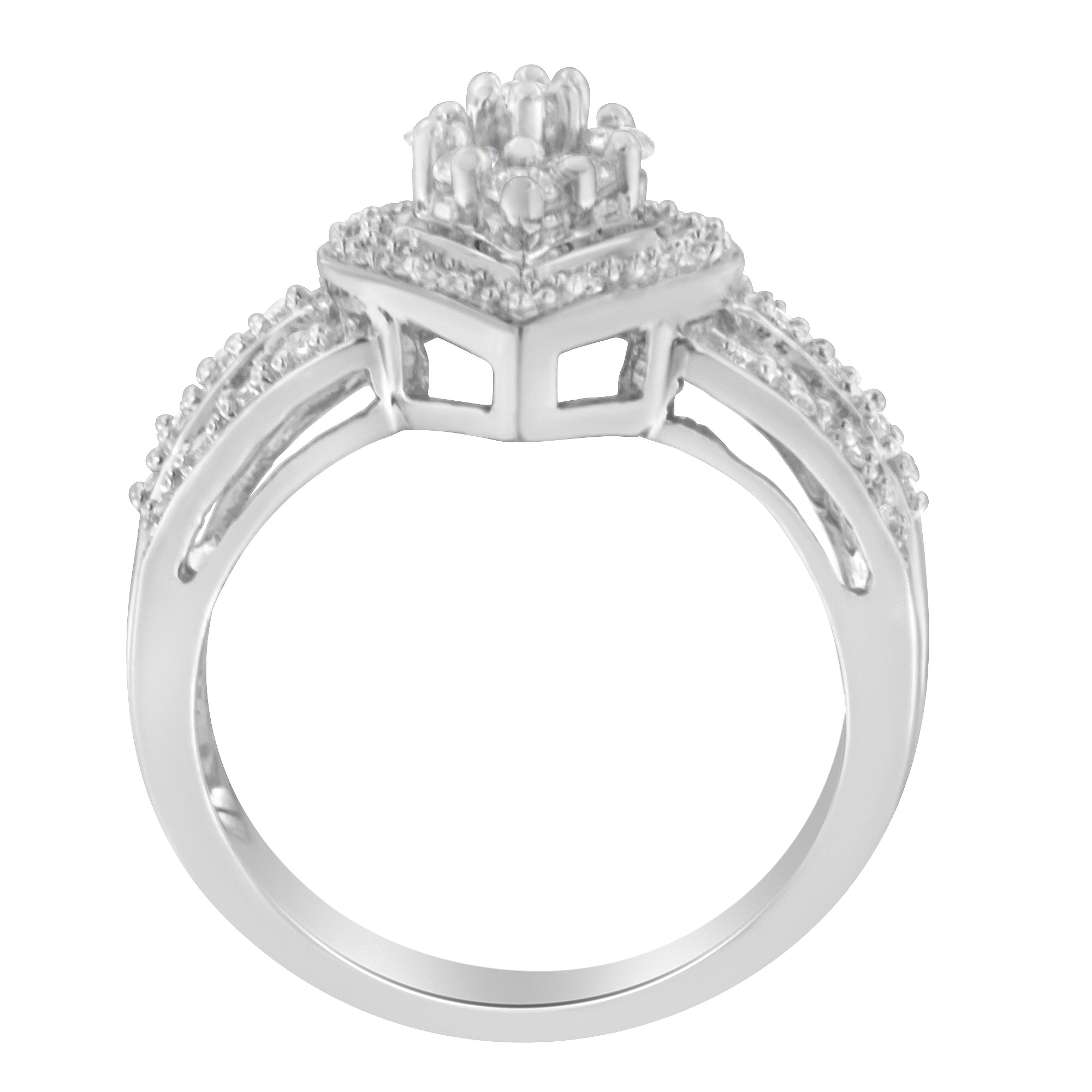 10K White Gold Round Cut Diamond Teardrop Ring (1/2 Cttw, H-I Color, SI2-I1 Clarity) - Size 6-1/2 by Bids.com