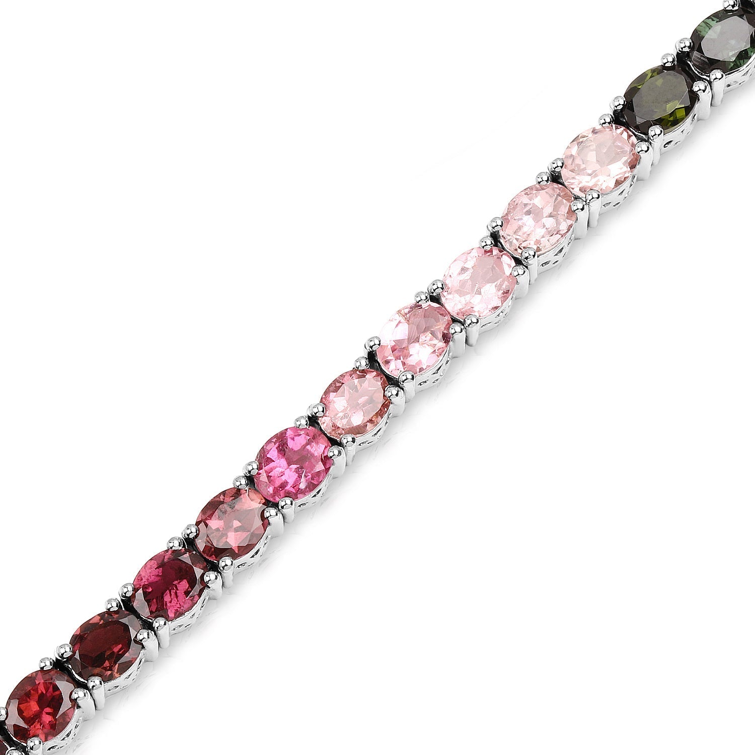 11.16 Carat Genuine Pink Tourmaline, Green Tourmaline and Brown Tourmaline .925 Sterling Silver Bracelet DestGlow