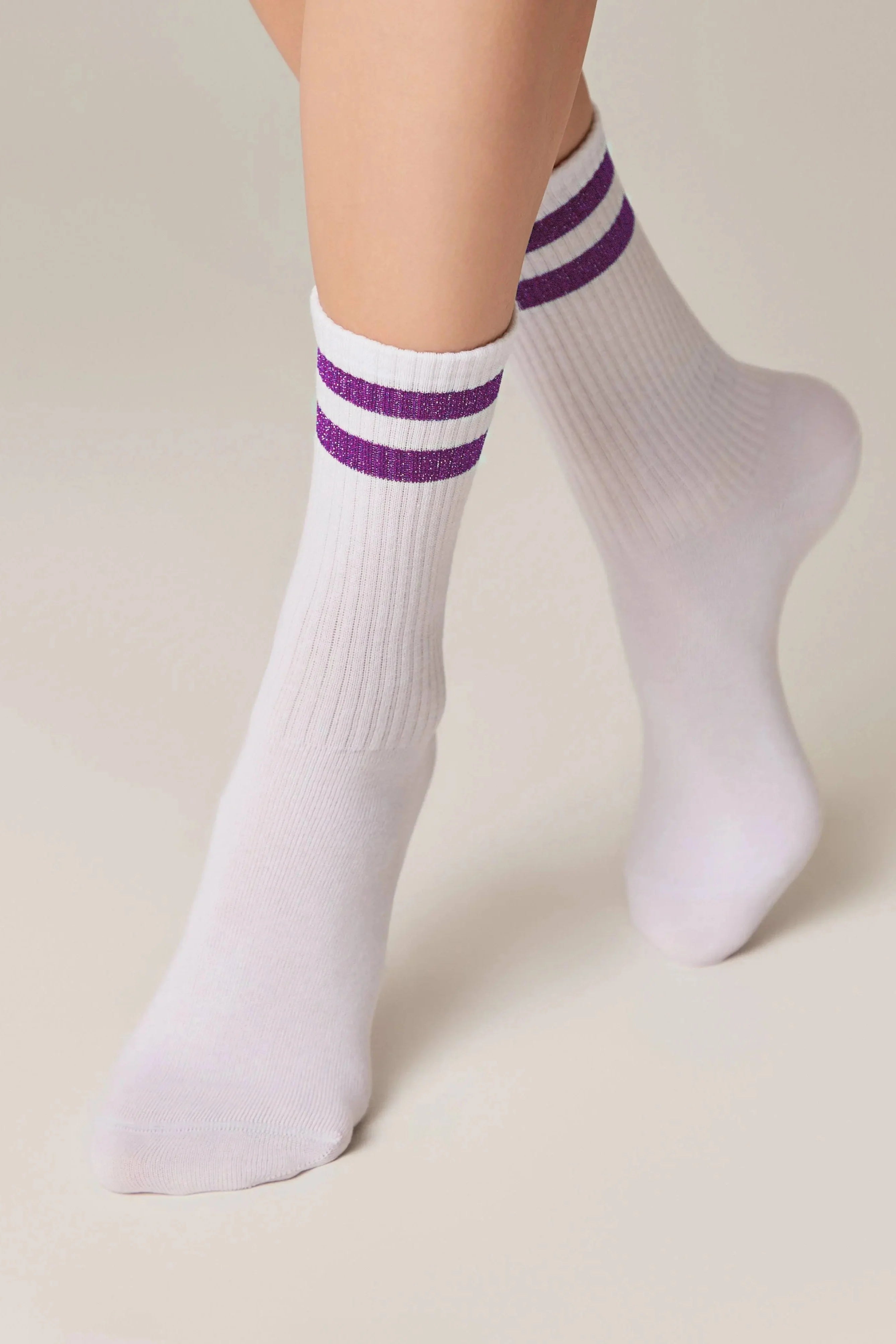 Conte Cotton Long Socks Active 157 - Lurex Stripes - DestGlow