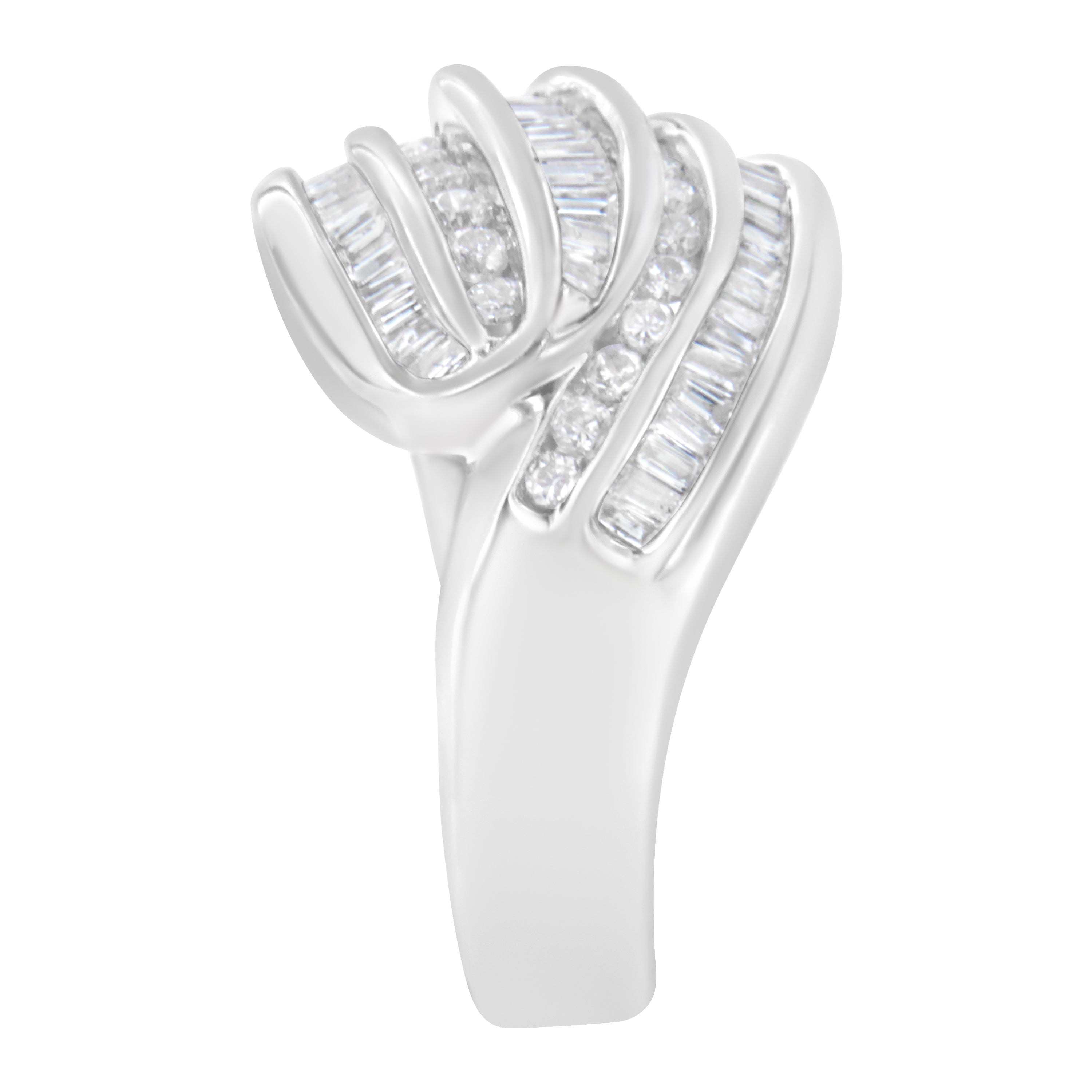 14KT White Gold Diamond Bypass Band Ring (1 cttw, H-I Color, SI1-SI2 Clarity) by Bids.com