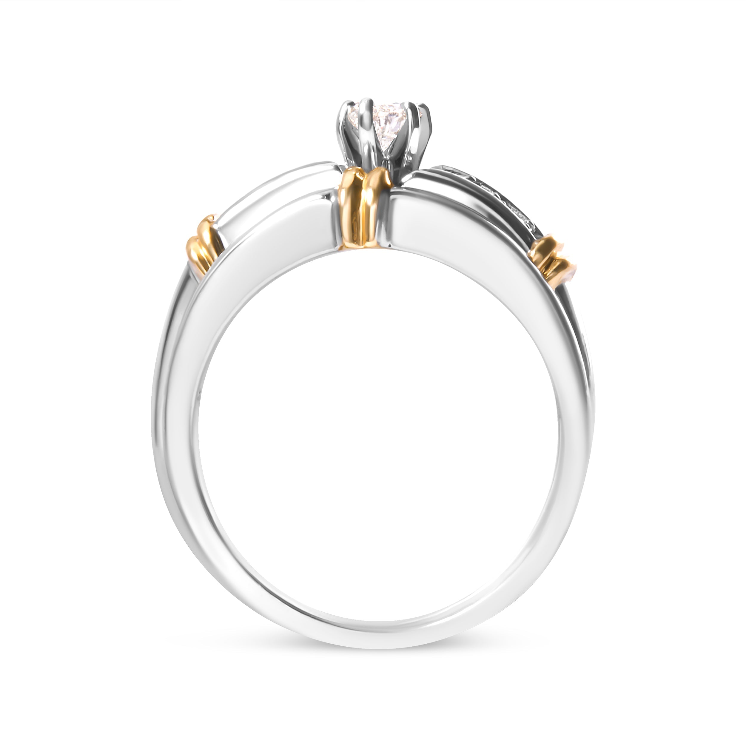 14K Yellow and White Gold 1/3 Cttw Marquise Diamond Cocktail Engagement Ring Set (H-I Color, SI1-SI2 Clarity) - Size 7 by Bids.com
