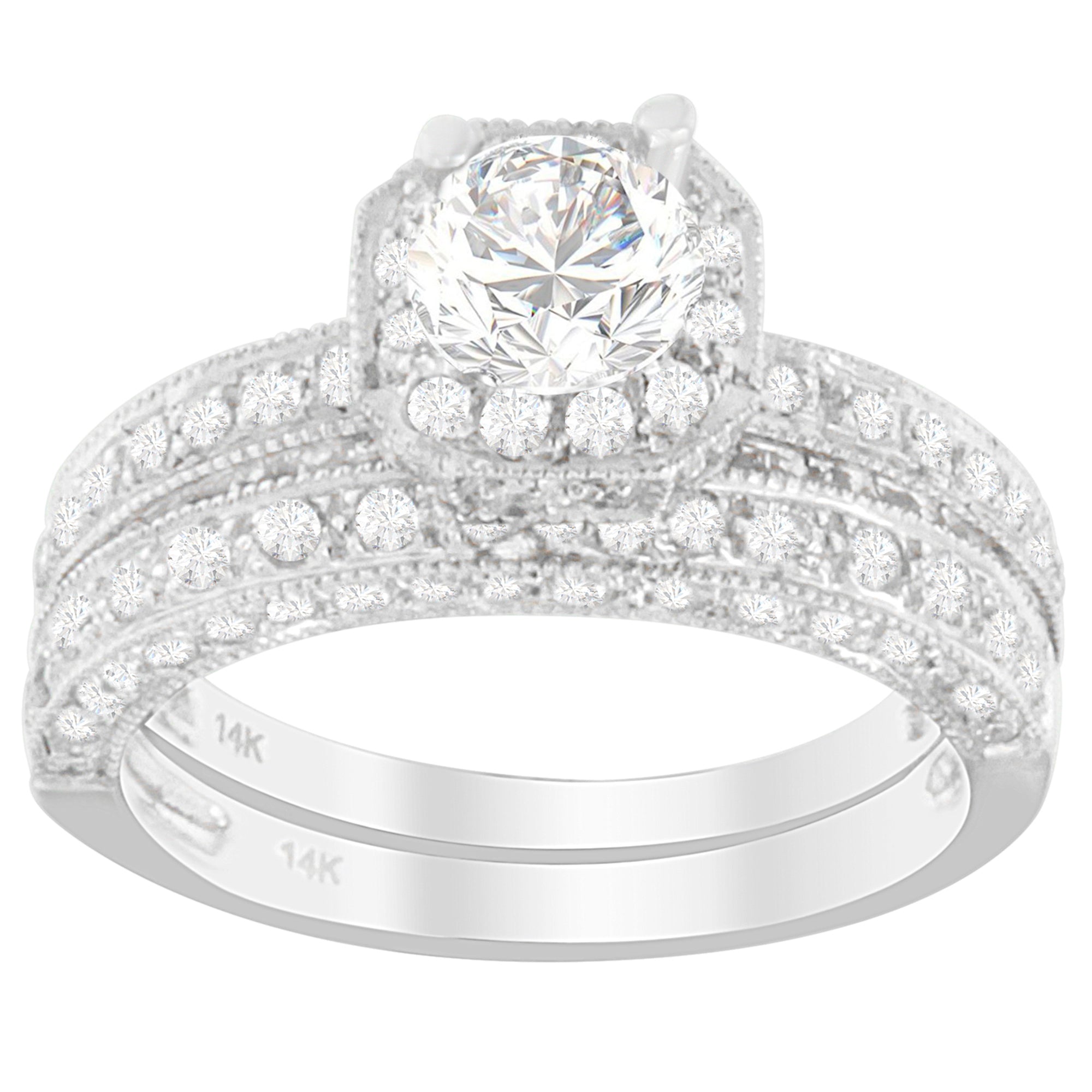 14K White Gold 1 ct. TDW Round Cut Diamond Ring (G-H, I1-I2) by Bids.com