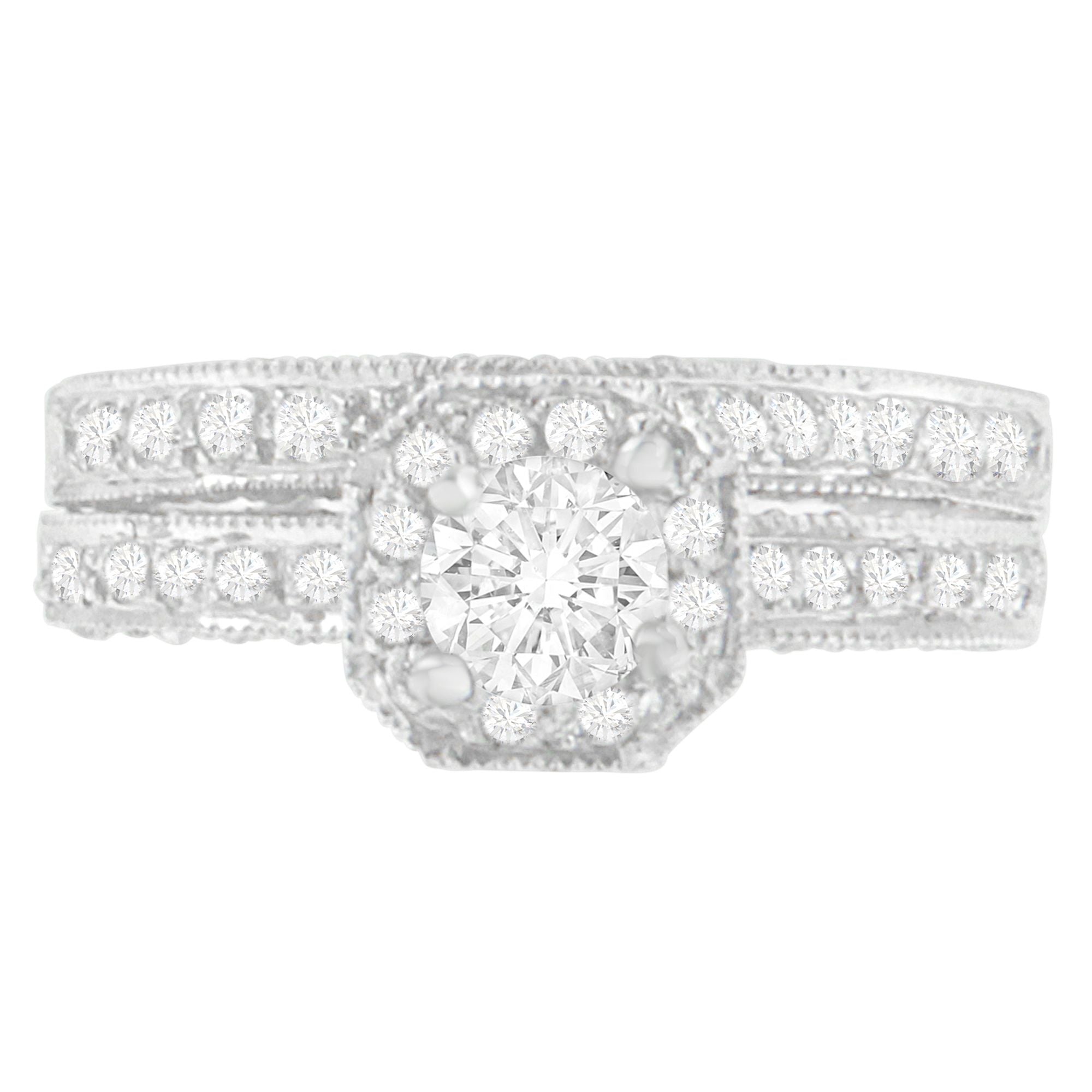 14K White Gold 1 ct. TDW Round Cut Diamond Ring (G-H, I1-I2) by Bids.com
