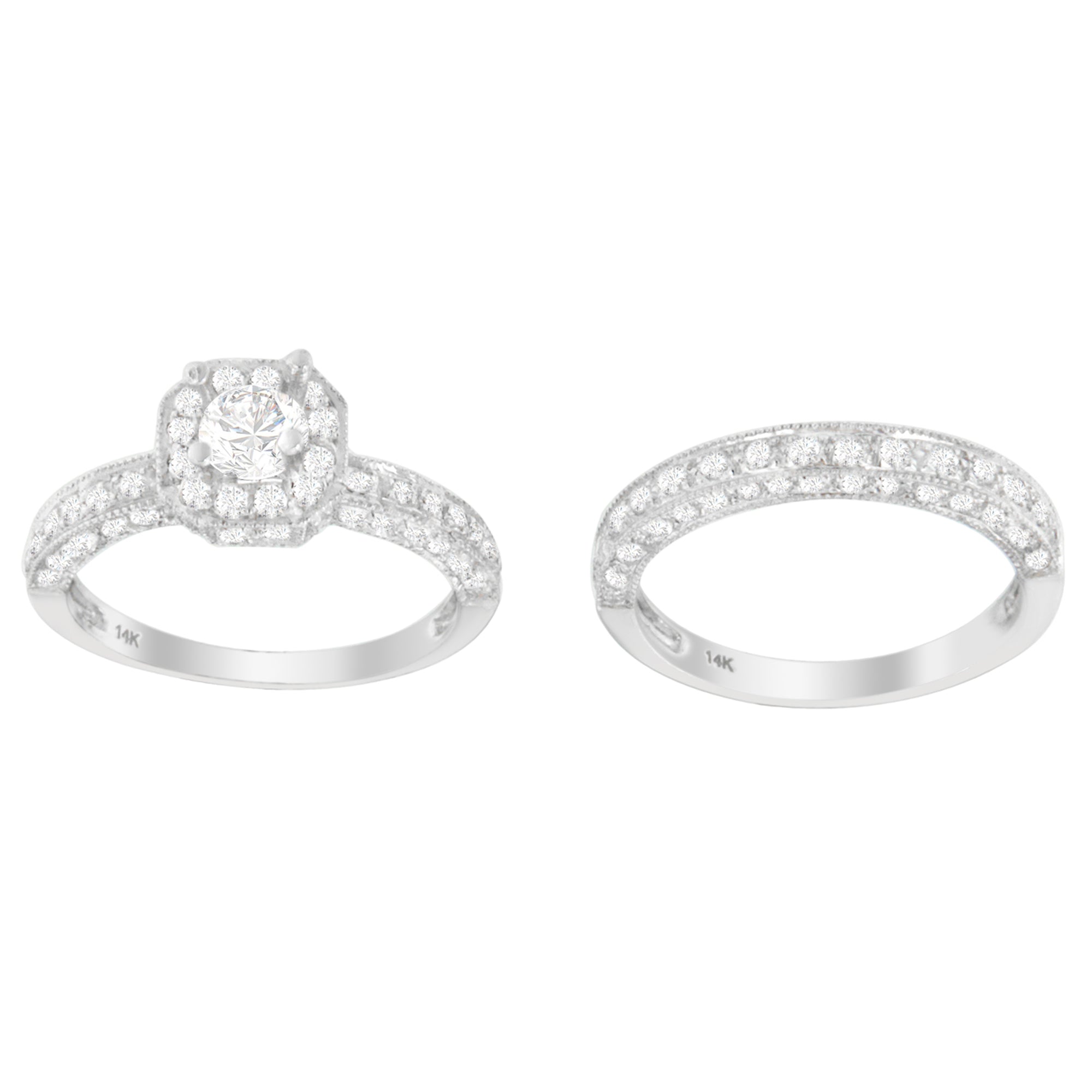 14K White Gold 1 ct. TDW Round Cut Diamond Ring (G-H, I1-I2) by Bids.com