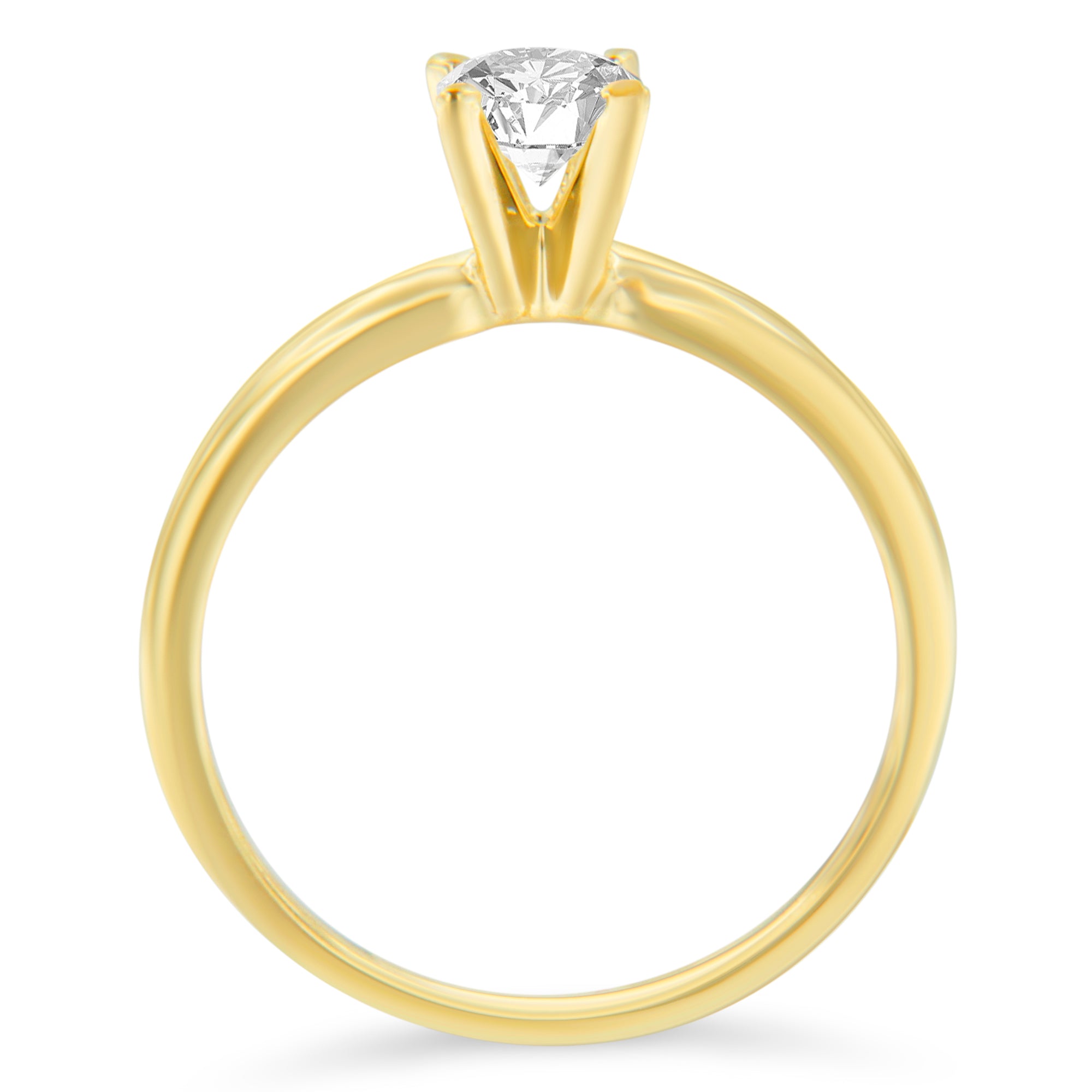 GIA Certified 14K Yellow Gold 1/2 Cttw Diamond Solitaire Engagement Ring (H Color, SI1 Clarity) - Size 6 by Bids.com