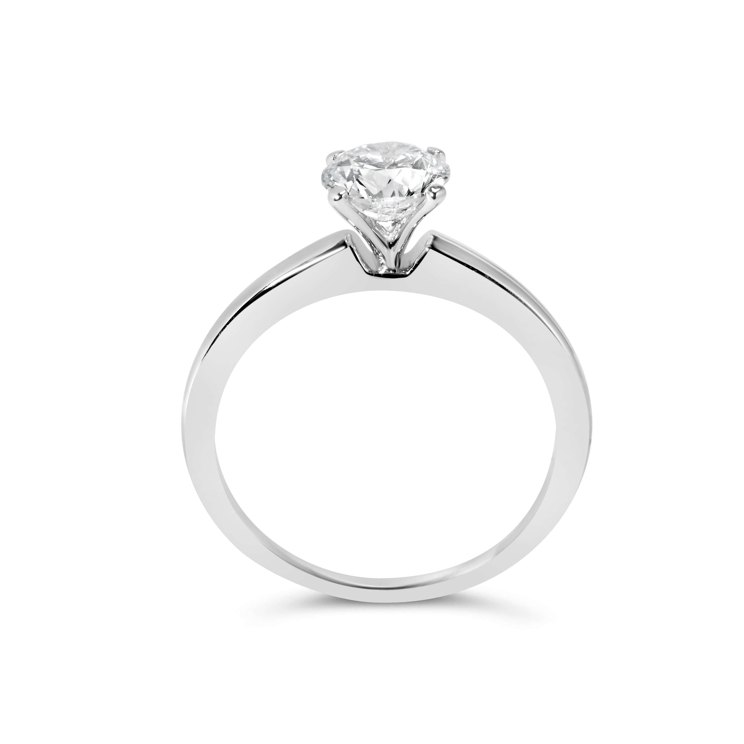 14K White Gold 1.0 Cttw Round Lab Grown Diamond 4 Prong Solitaire Engagement Ring (F-G Color, VS2-SI1 Clarity) - Ring Size 7 DestGlow
