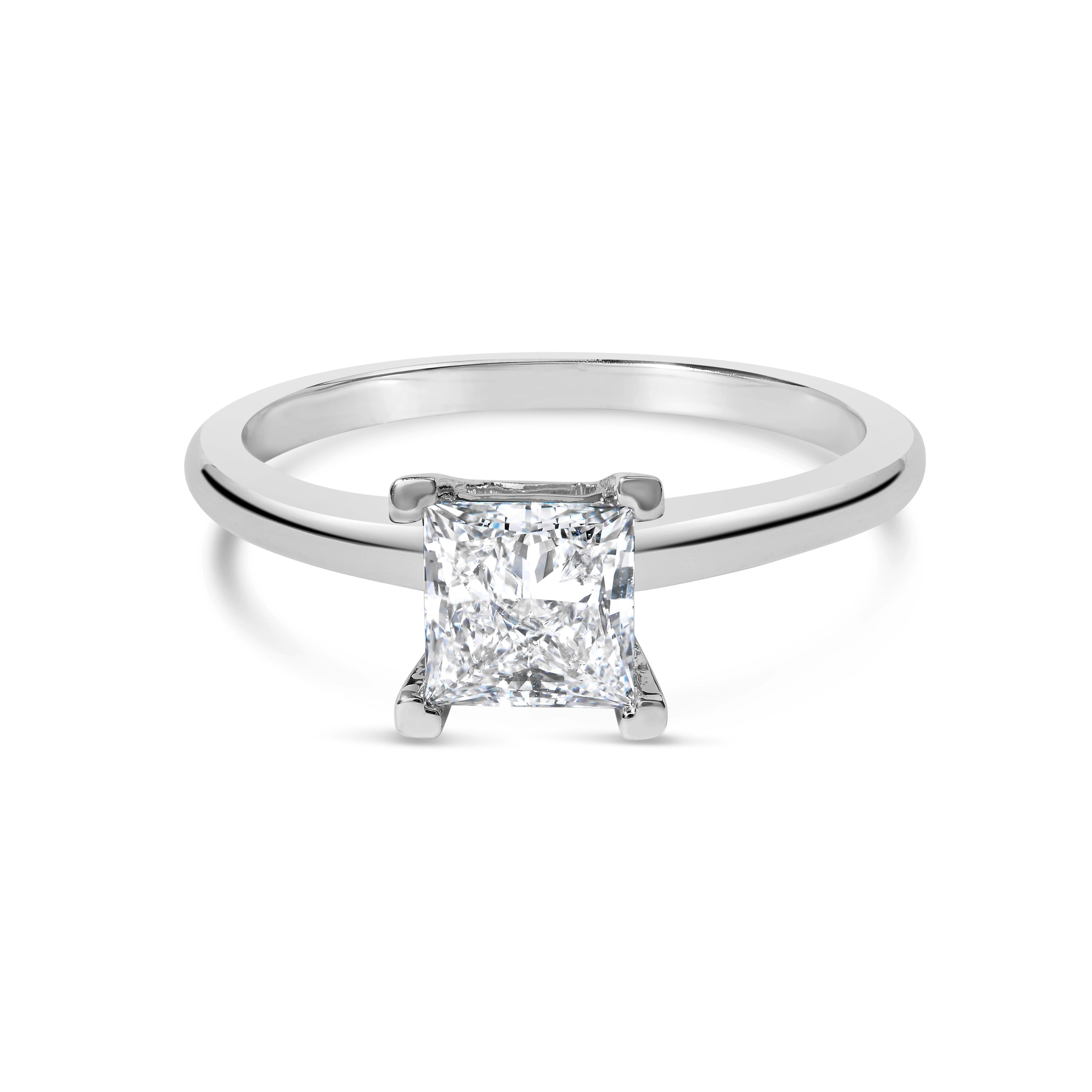 14K White Gold 1.0 Cttw Princess Lab-Grown Diamond Solitaire Engagement Ring (F-G Color, VS1-VS2 Clarity) - Ring Size 7