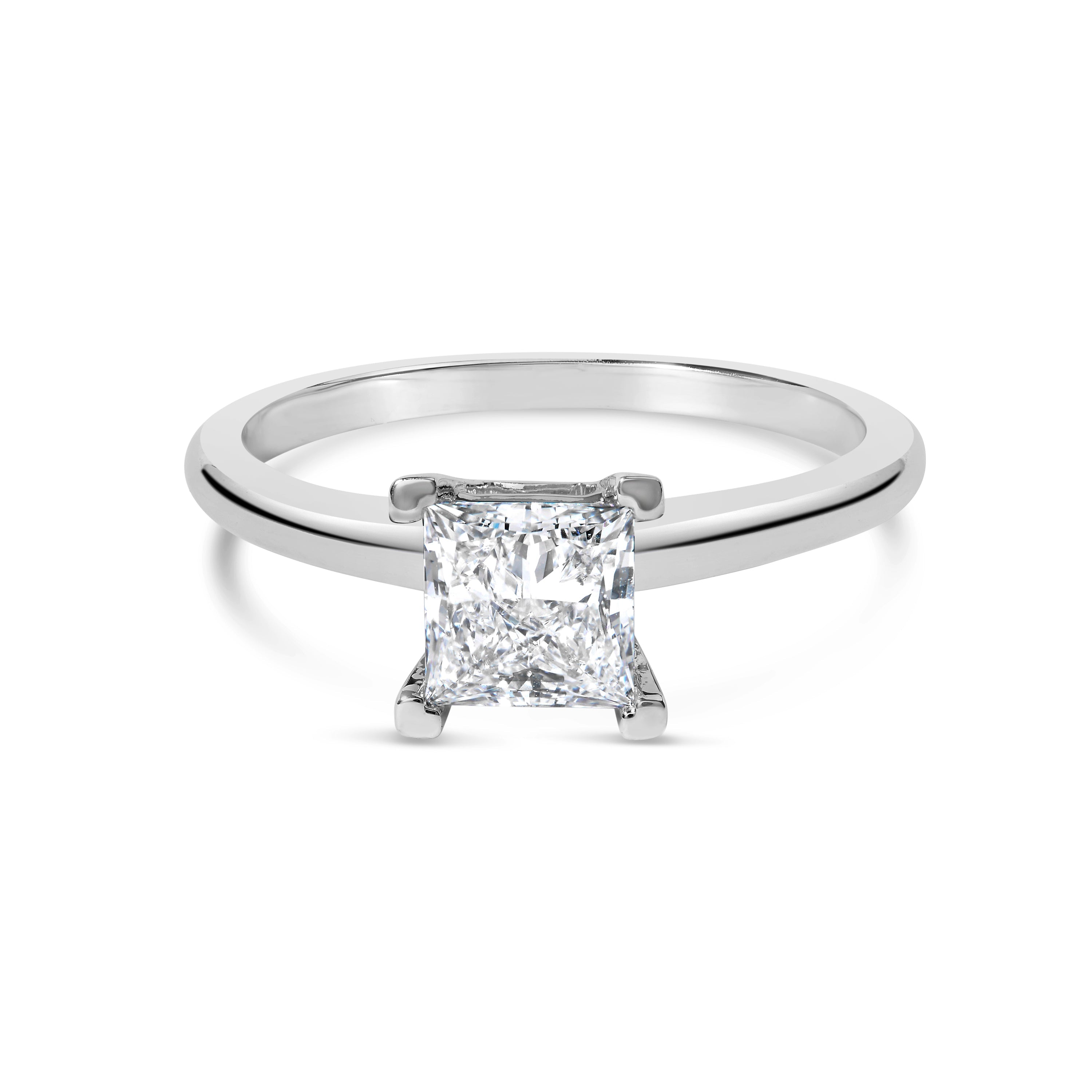 14K White Gold 1.0 Cttw Princess Lab-Grown Diamond Solitaire Engagement Ring (F-G Color, VS1-VS2 Clarity) - Ring Size 7 by Bids.com