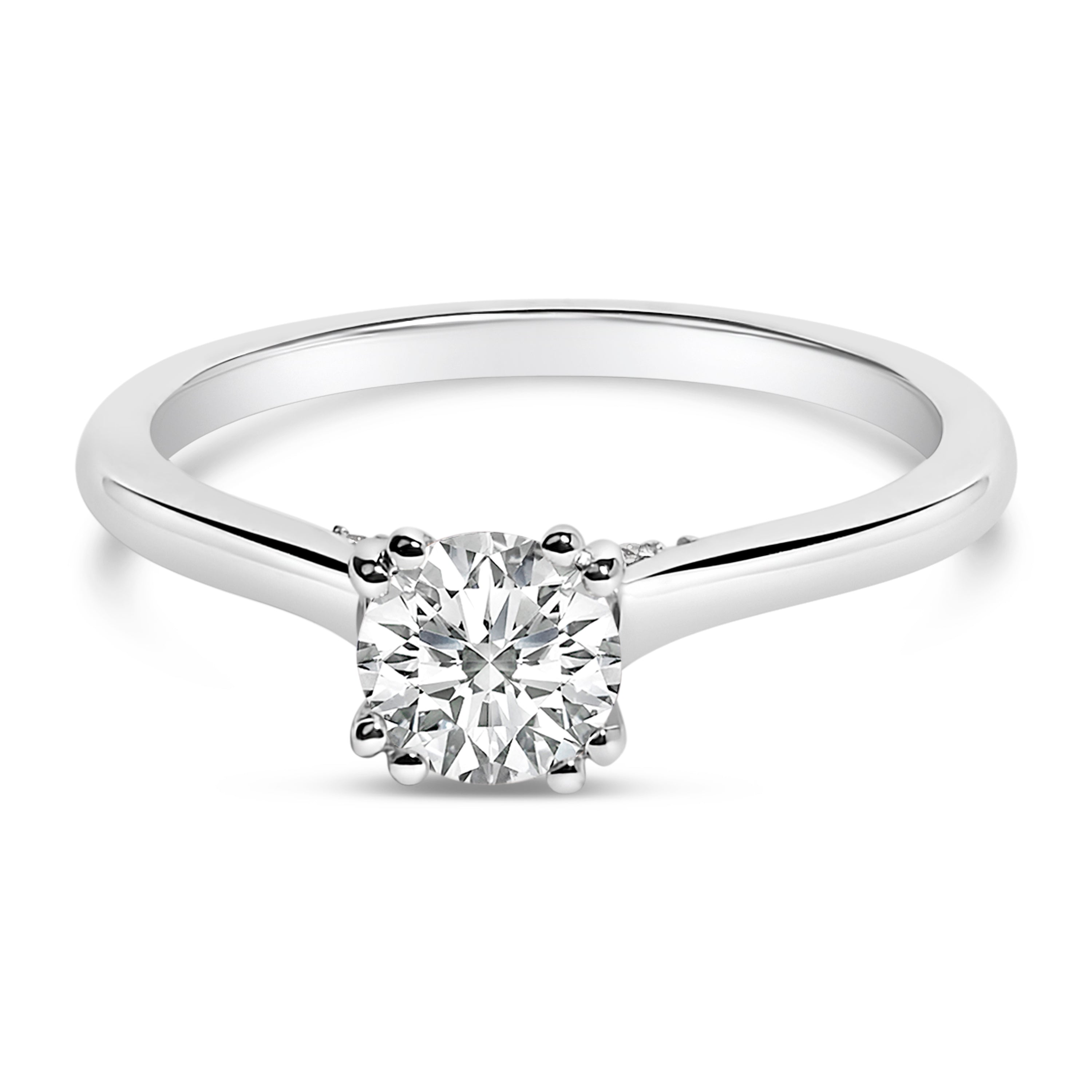 14K White Gold 7/8 Cttw Lab Grown Diamond Solitaire Cathedral Style Engagement Ring (F-G Color, VS1-VS2 Clarity) - Size 5 by Bids.com