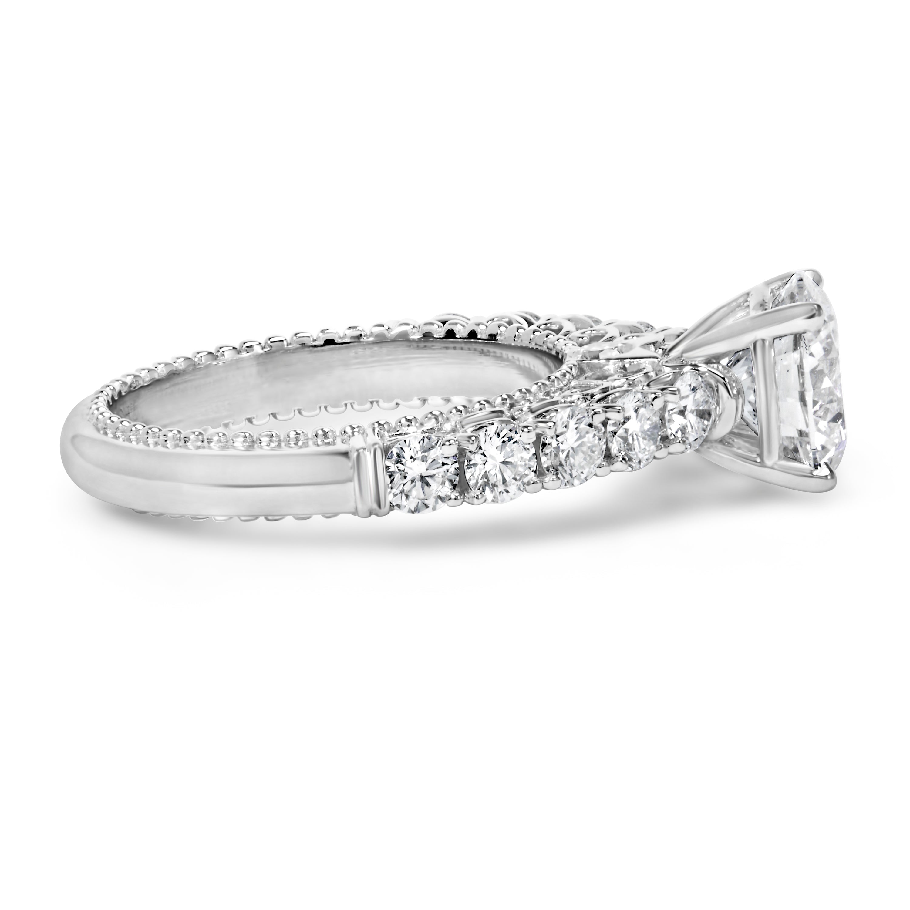 14K White Gold 3 1/5 Cttw Lab Grown Diamond Vintage Style Engagement Ring - Size 7 DestGlow