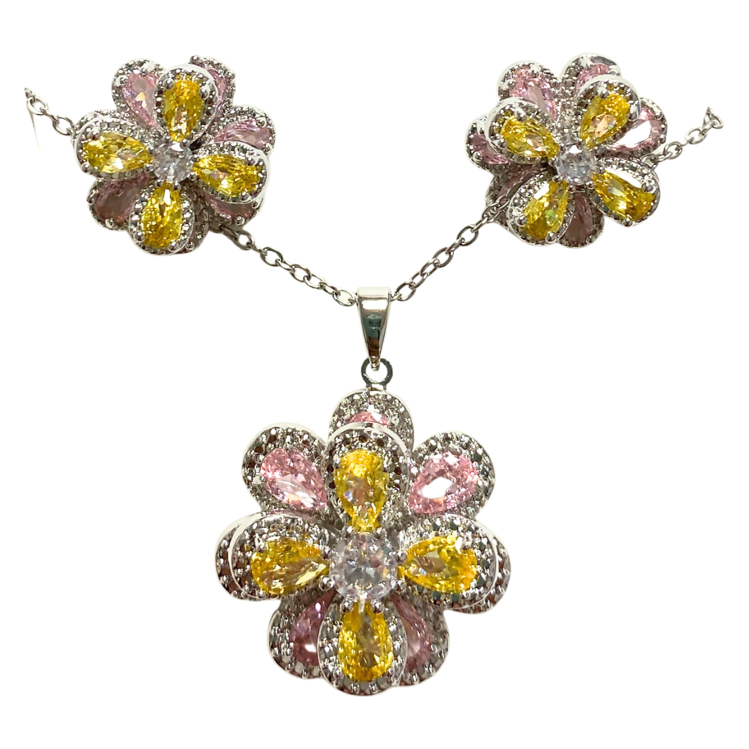 Floral & Gemstone Necklace and Earrings Set – Multiple Styles by Farmacias Savia