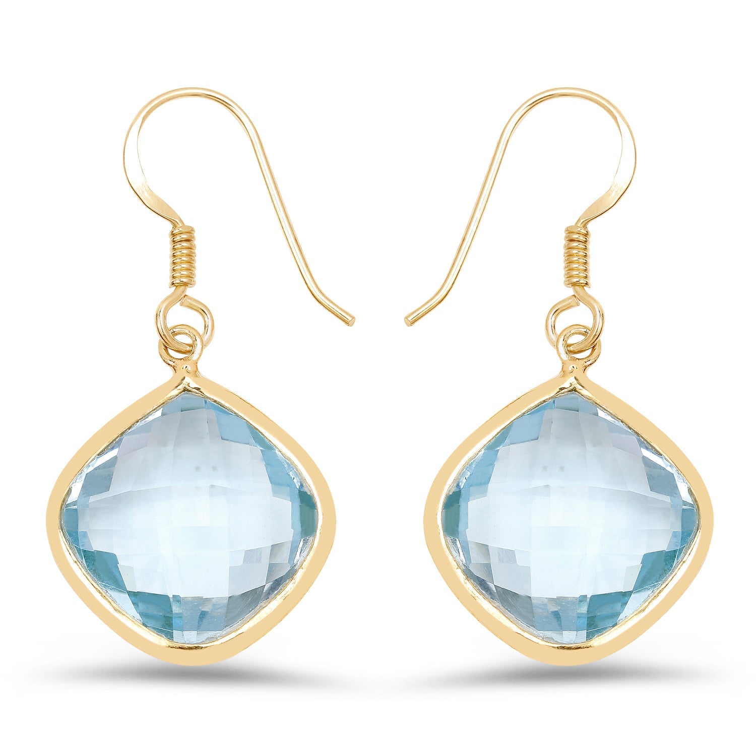 14K Yellow Gold Plated 29.00 Carat Genuine Blue Topaz .925 Sterling Silver Earrings by Bids.com