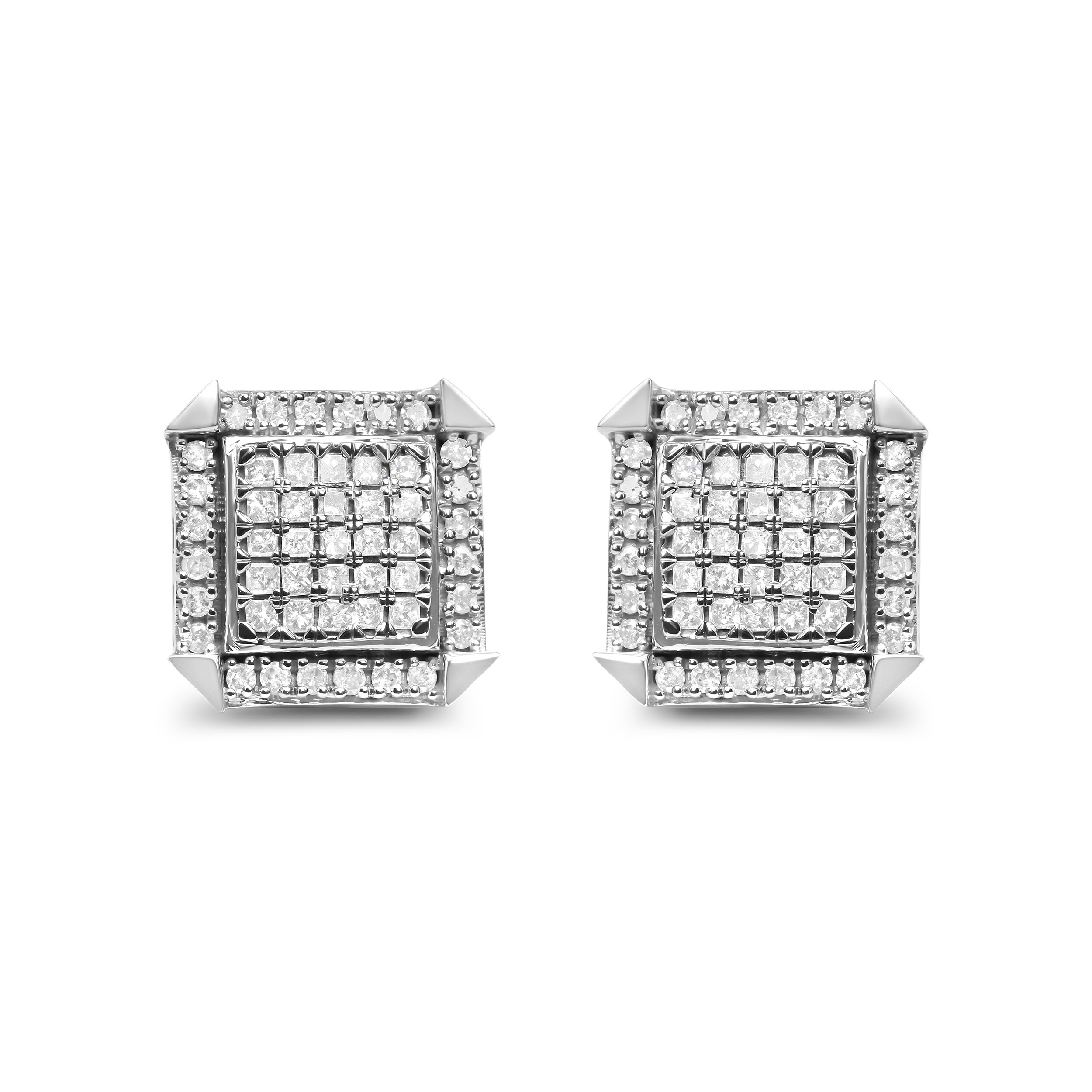 10K White Gold 1.0 Cttw Diamond Composite with Halo Stud Earrings (H-I Color, I1-I2 Clarity) by Bids.com