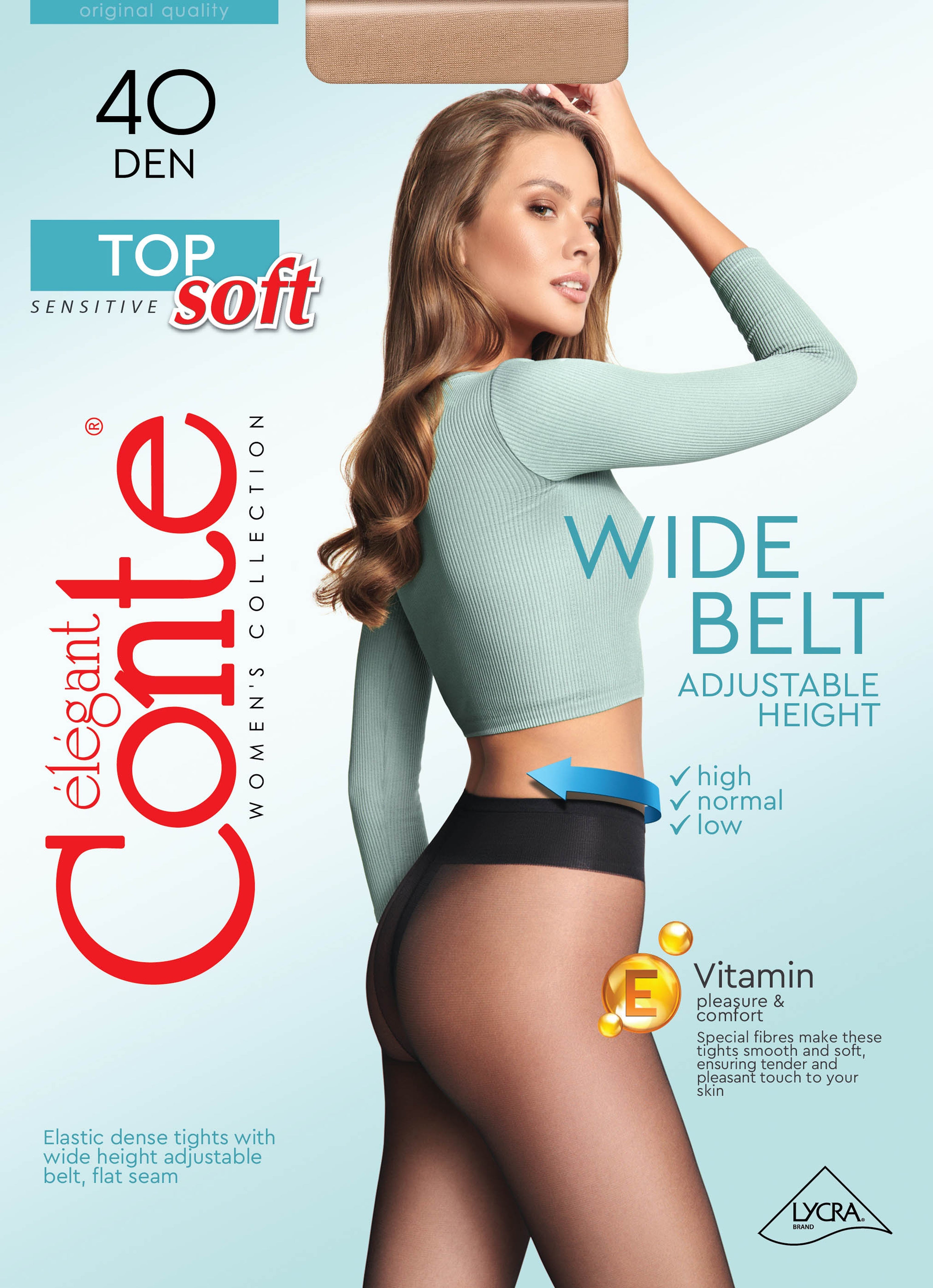 Tights Conte Top Soft 40 Den - Adjustable Fit for Sensitive Skin by TheRanok.com