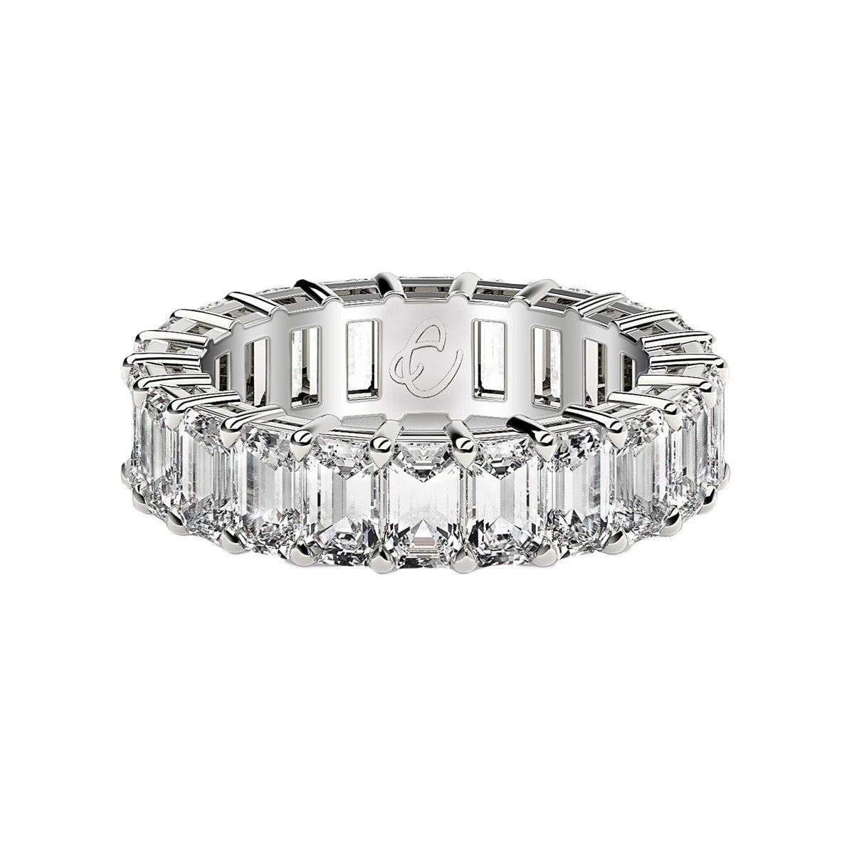 Emerald Cut Lab Grown Diamond Eternity Ring in 14k White Gold (2 cttw FG/VS2) DestGlow
