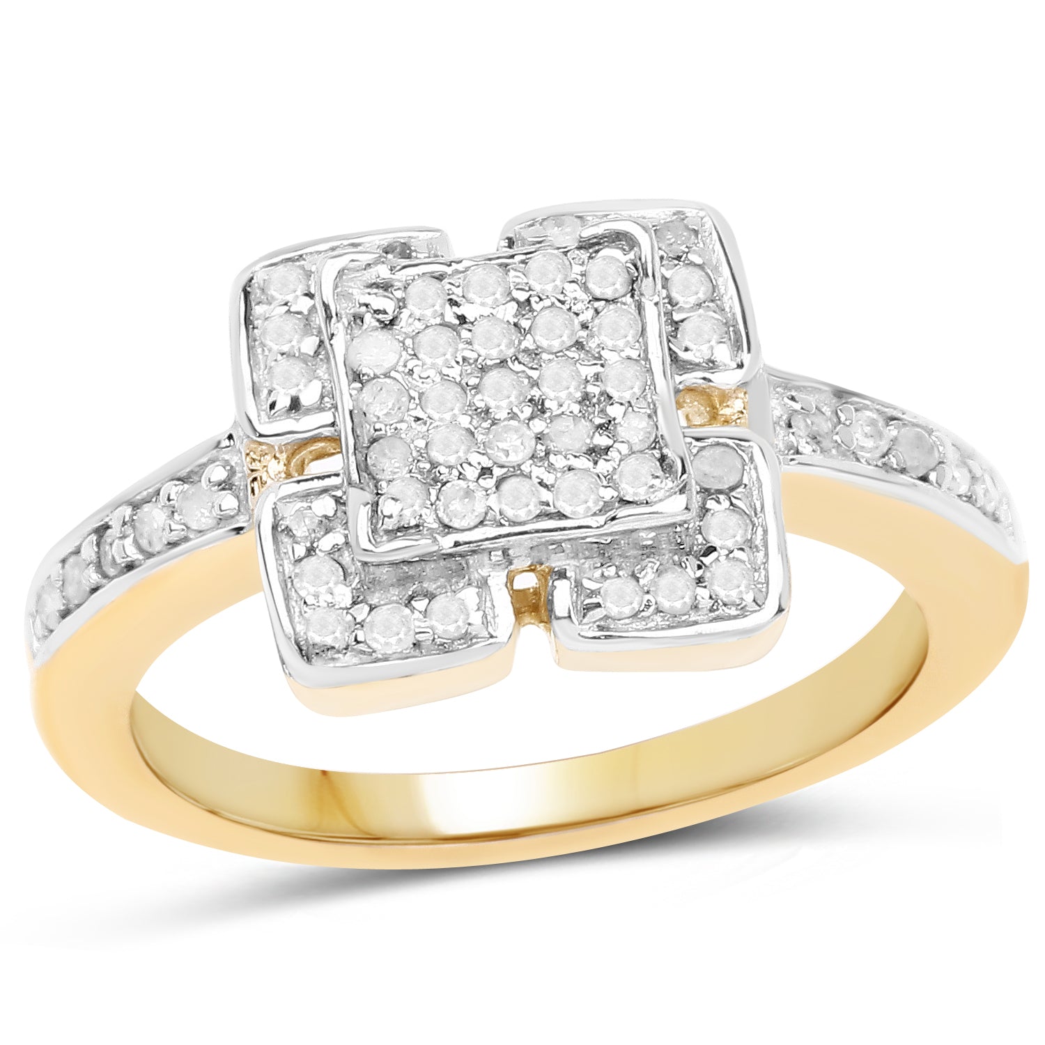 14K Yellow Gold Plated 0.24 Carat Genuine White Diamond .925 Sterling Silver Ring by Bids.com