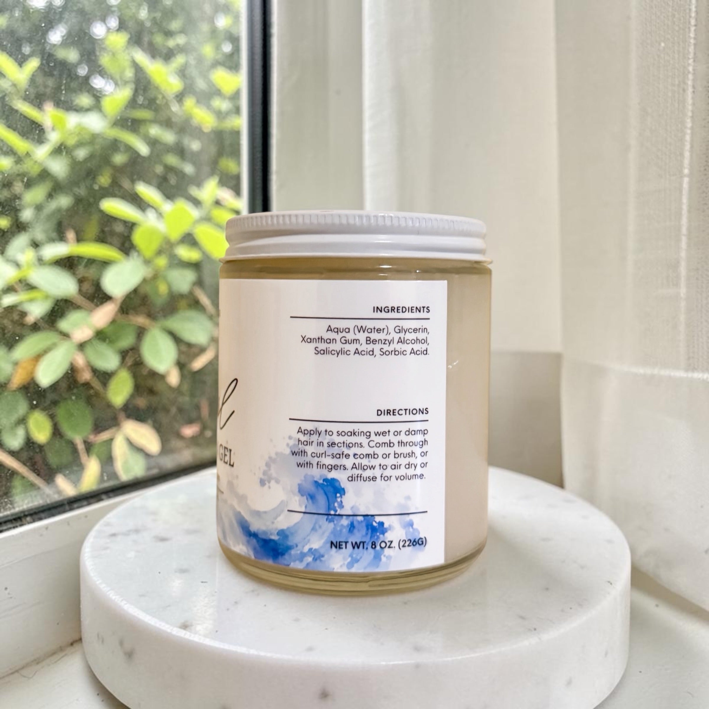 Hydrating Curl Gel for Curly, Coily, and Wavy Hair Oil-Free (Buildable Medium to Strong Hold) by Living Water Organics