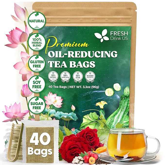 Oil Reducing Tea, Oil Cleansing for Liver, 10 Herbal Ingredients, Traditional Recipe Tea for Liver, 100% Natural, Easy Brewing, Steep Repeatedly (Tea Bags/ Tea Packs)